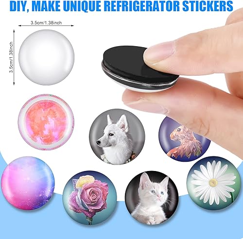 Miniatura 9 de Outus 48 juegos de imanes de nevera para manualidades, discos magnéticos redondos de vidrio y cerámica con cúpula transparente, piedras de vidrio