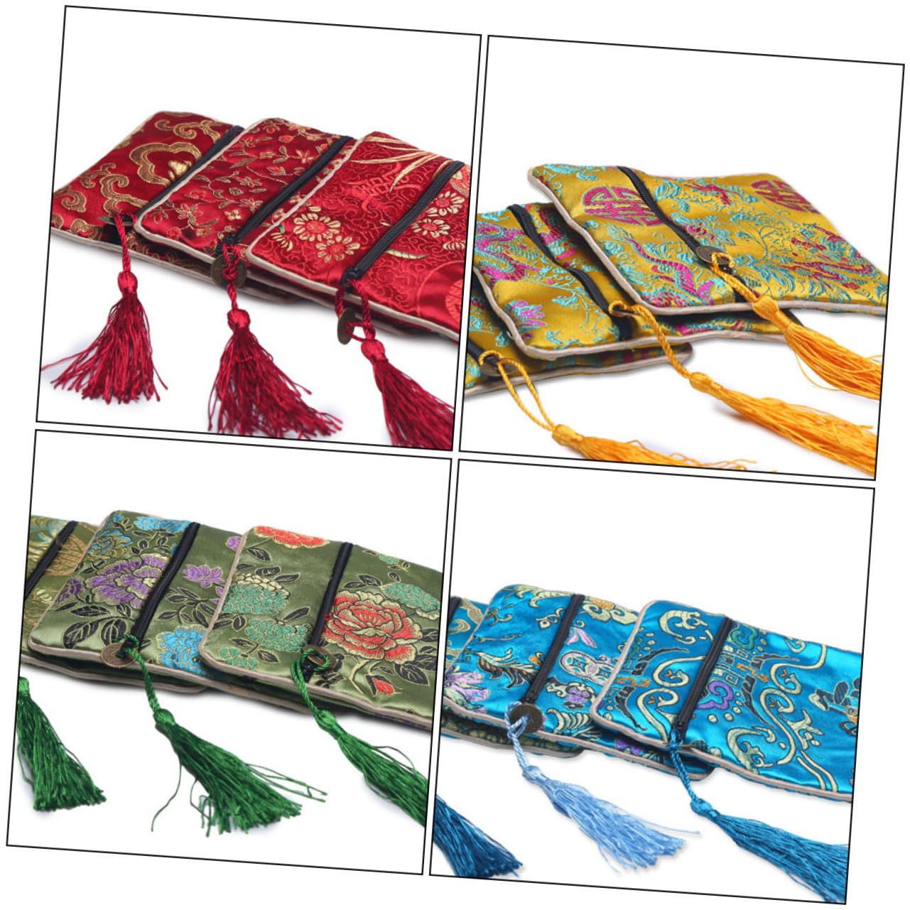 STOBAZA Vintage Classic Jewelry Pouch 10pcs Bag for Chinese Bead Bracelet Easy to Open Close Perfect for Present Packaging