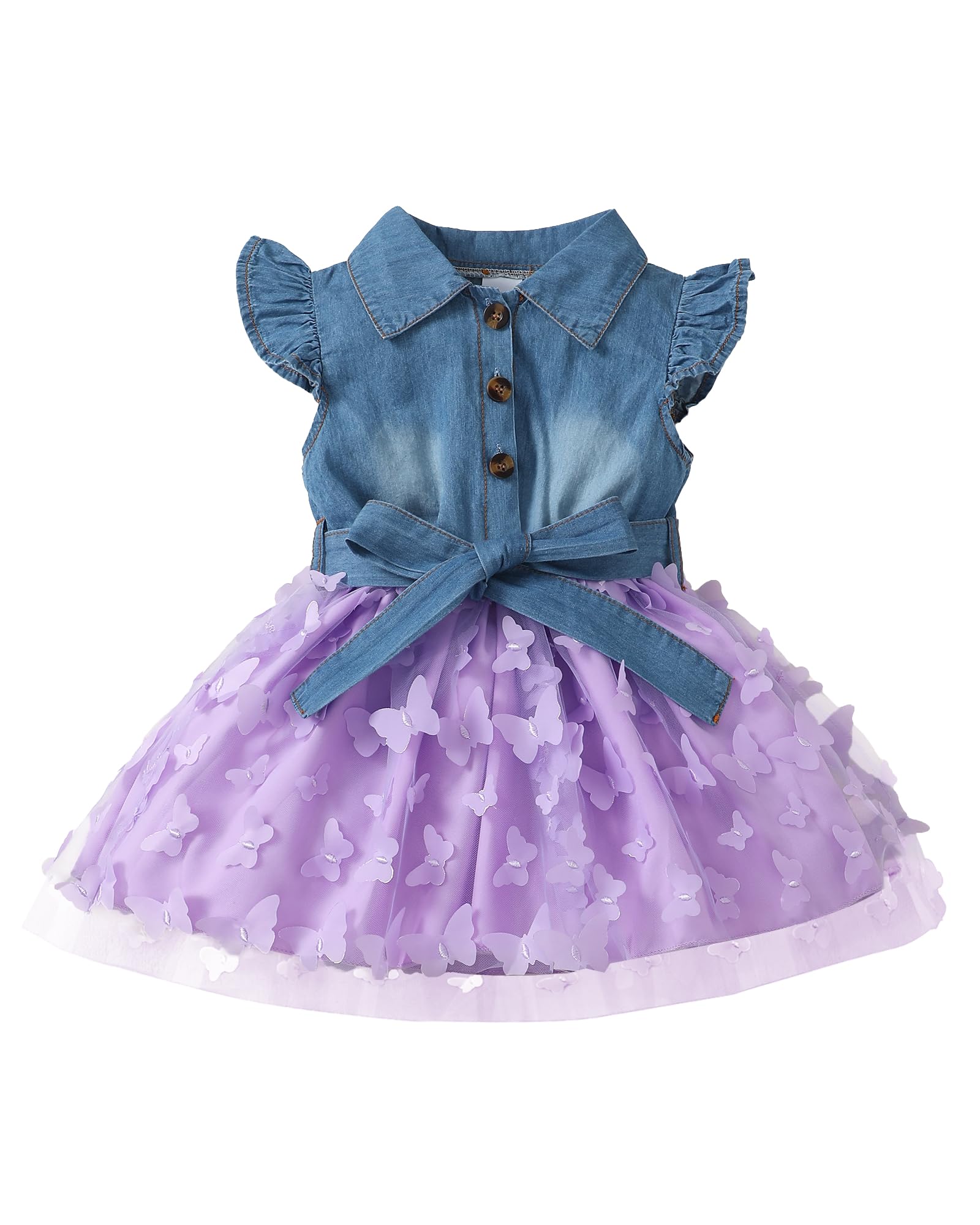 sweetabby Toddler Girl Clothes Denim Tulle Dresses Baby Summer Tutu Sundress Outfit Toddler Princess Dress for Girls