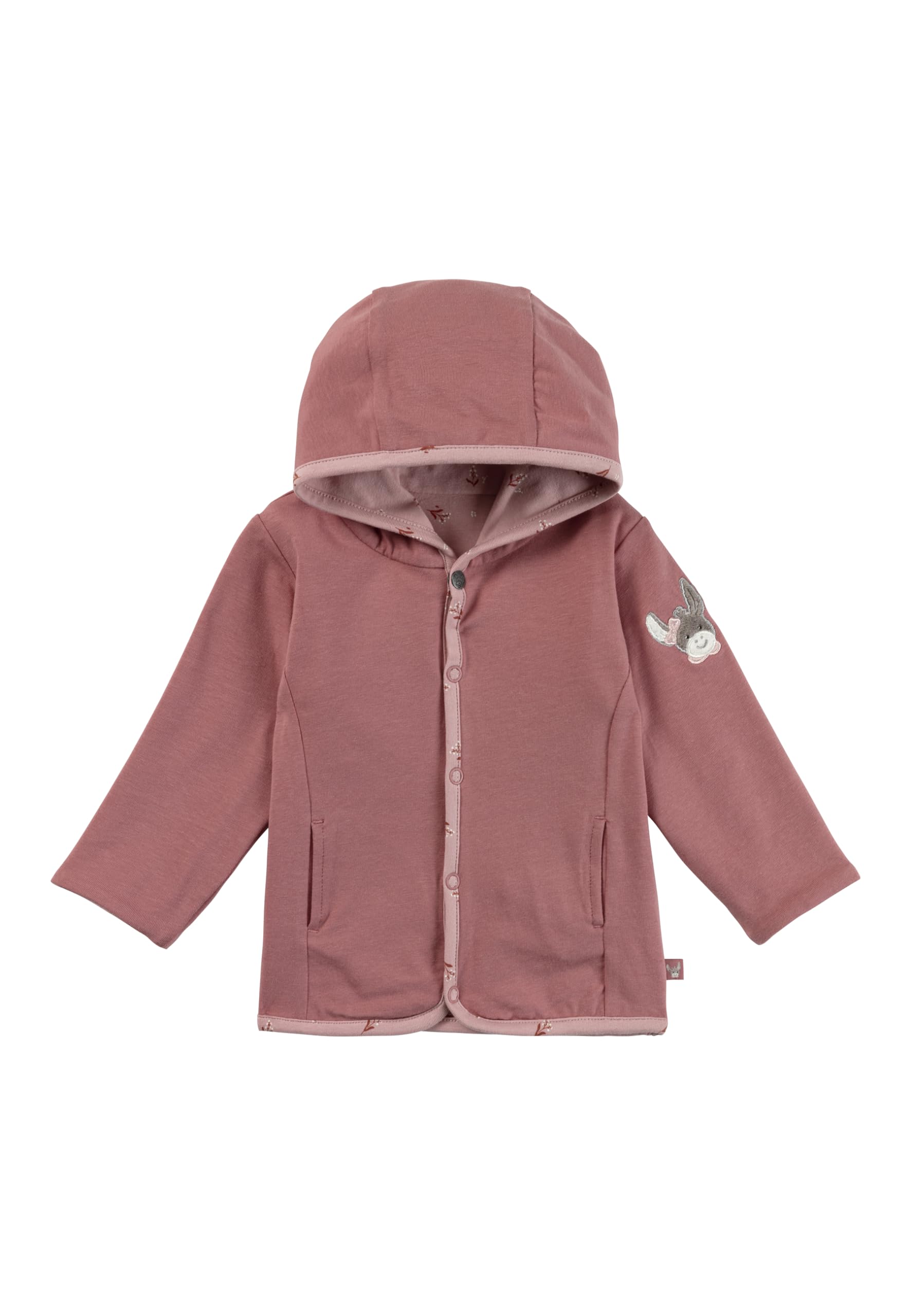 Sterntaler Babyjacke zum Wenden aus Baumwolljersey - mit Kapuze und Druckknöpfen - Wendeseite einfarbig mit seitlichen Eingrifftaschen - Mädchen Sommerjacke für Baby und Kleinkind