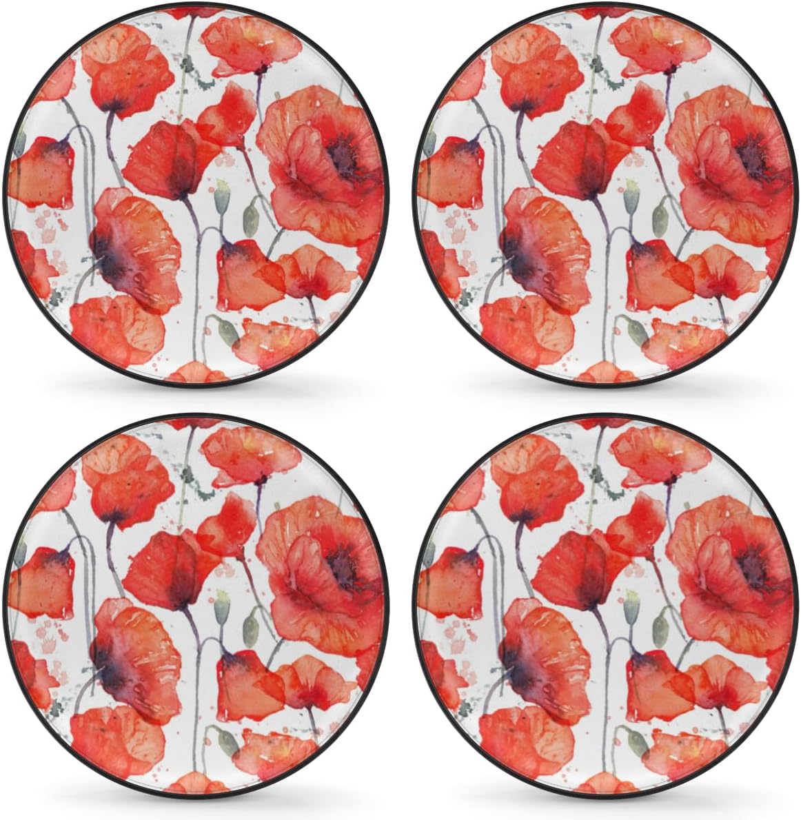 Wild Red Poppies Tire Covers Portable Spare Tire Cover Soft Durable Waterproof Dustproof Set of 4 Bags 16 Inches for Car Truck SUV Trailer Camper
