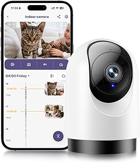 YOTON Überwachungskamera Innen, 2K Kameras für die Sicherheit zu Hause mit Bewegungserkennung, funktioniert mit Alexa & Google Home, 1 Pack