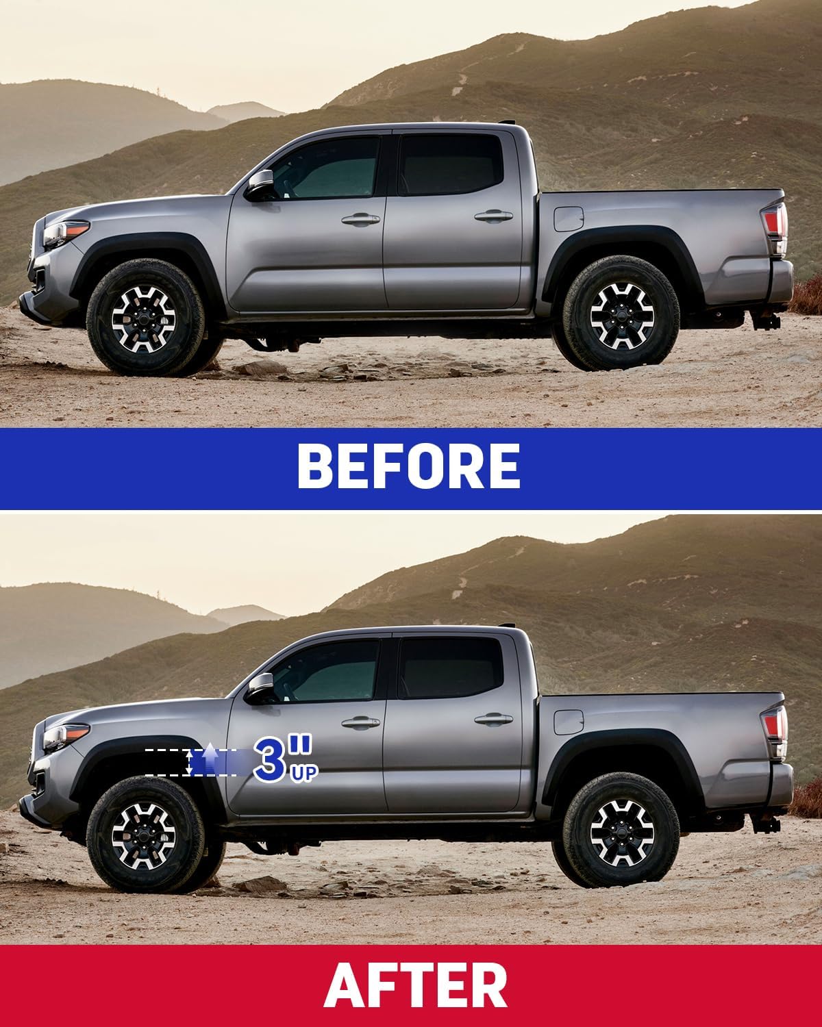 Richeer 3 inch Leveling Lift Kit Compatible with 2005-2023 Tacoma 2WD 4WD，Leveling Lift Kit Fit for 2003-2024 4Runner 2WD 4WD Front Strut Spacers Raise the Front of your Pickup by 3"