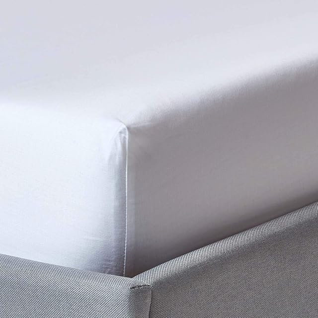 HOMESCAPES Organic Cotton White Extra Deep Fitted Sheet (18) Super King Size 400TC 600 Thread Count Equivalent Bed Sheet with Fully Elasticated Skirt
