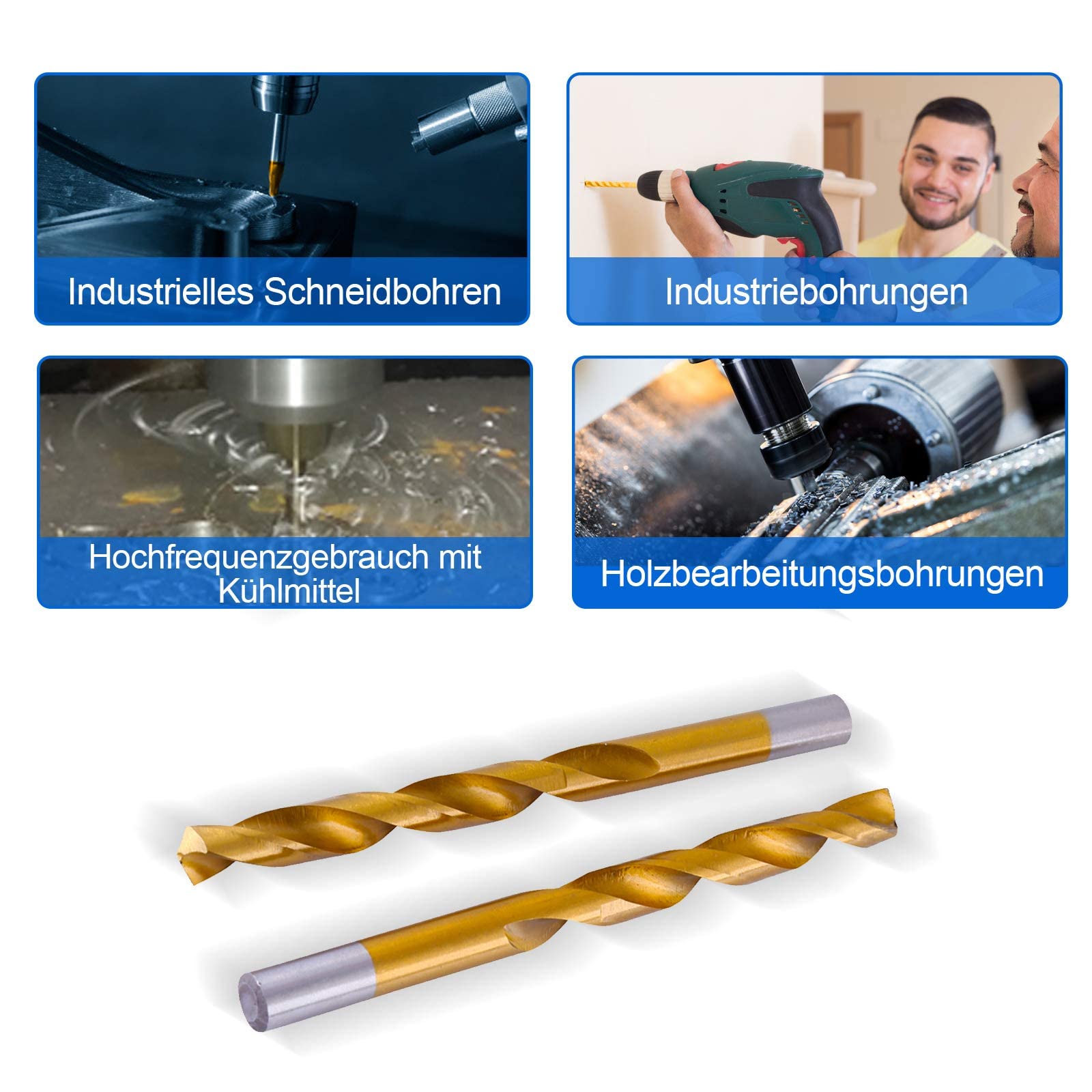 Juego de brocas de 99 piezas, juego de brocas de acero de alta velocidad con revestimiento de titanio de 1,5 mm-10 mm, juego de brocas de metal con caja de herramientas para destornillador inalámbrico