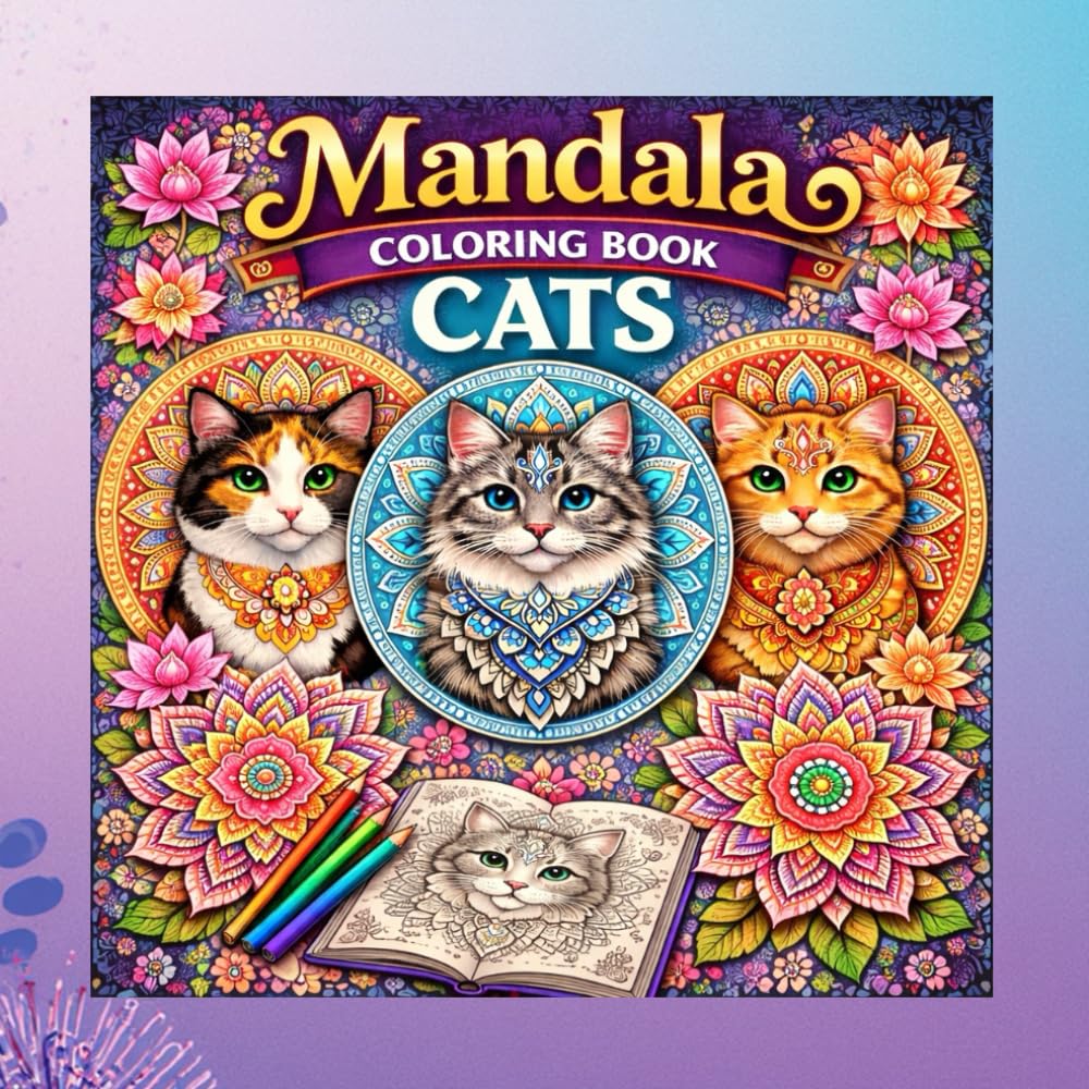 mandala coloring book cats