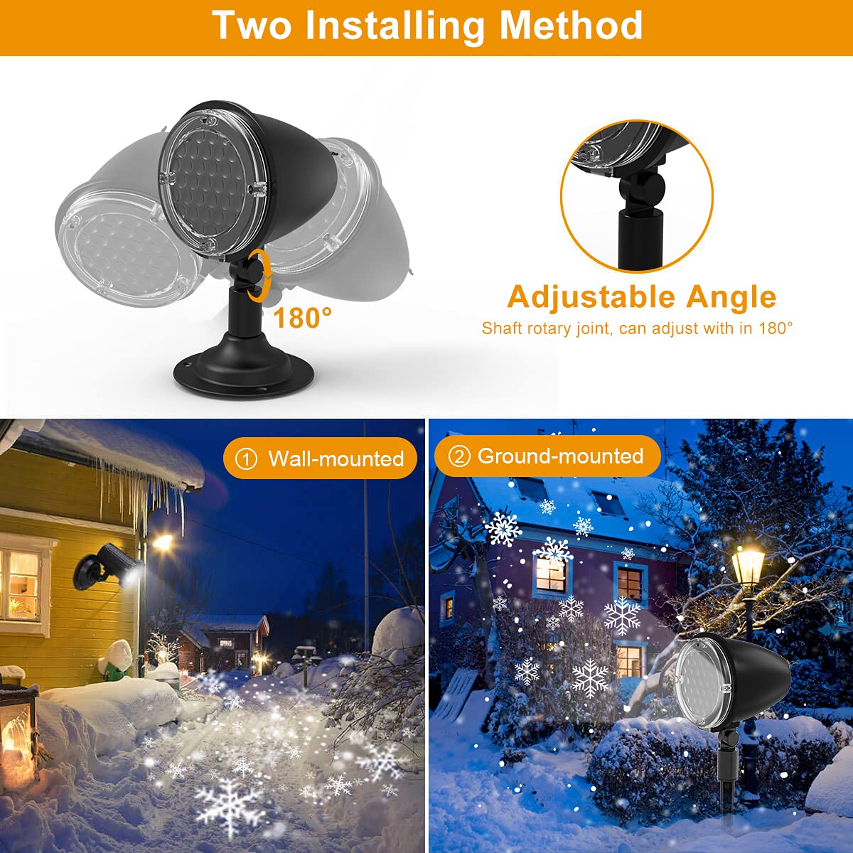 Proiettore di Fiocchi di Neve, Luce di Nevicata di Halloween per Esterni, Proiettore di Luce per Vacanze di Natale, Proiettore di Luce Aurora con Telecomando, Illuminazione Decorativa di Paesaggio Imp