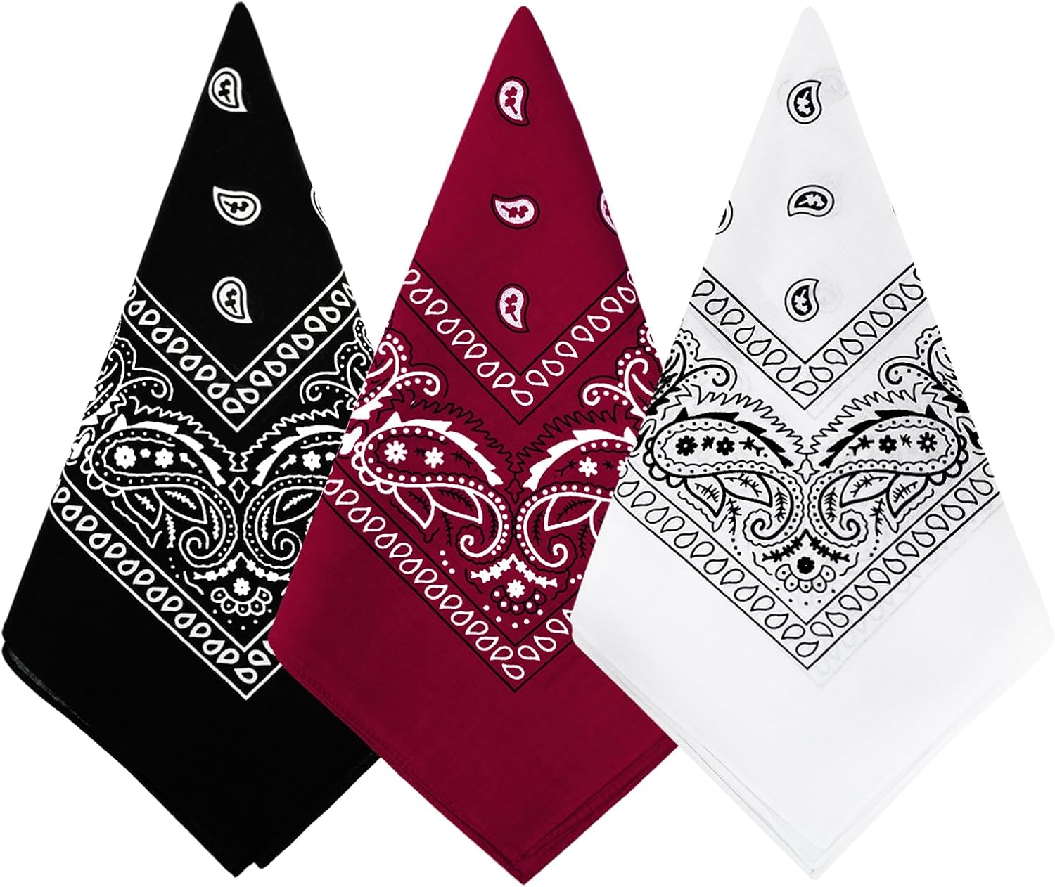 Bycc Bynn 3-Pack 100% Cotton Paisley Bandanas - Versatile Face Masks, Headwraps, Scarves for Men, Women & Pets