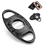 CIGARLOONG Cigar Cutter Stainless Steel Bronze Engraved Double Cut Blade Cigar Guillotine (Black)