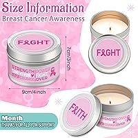Vista 4 de MTLEE 12 velas de concientización sobre el cáncer de mama, regalos a granel para sobrevivientes de cáncer de mama para mujeres, velas de cinta rosa