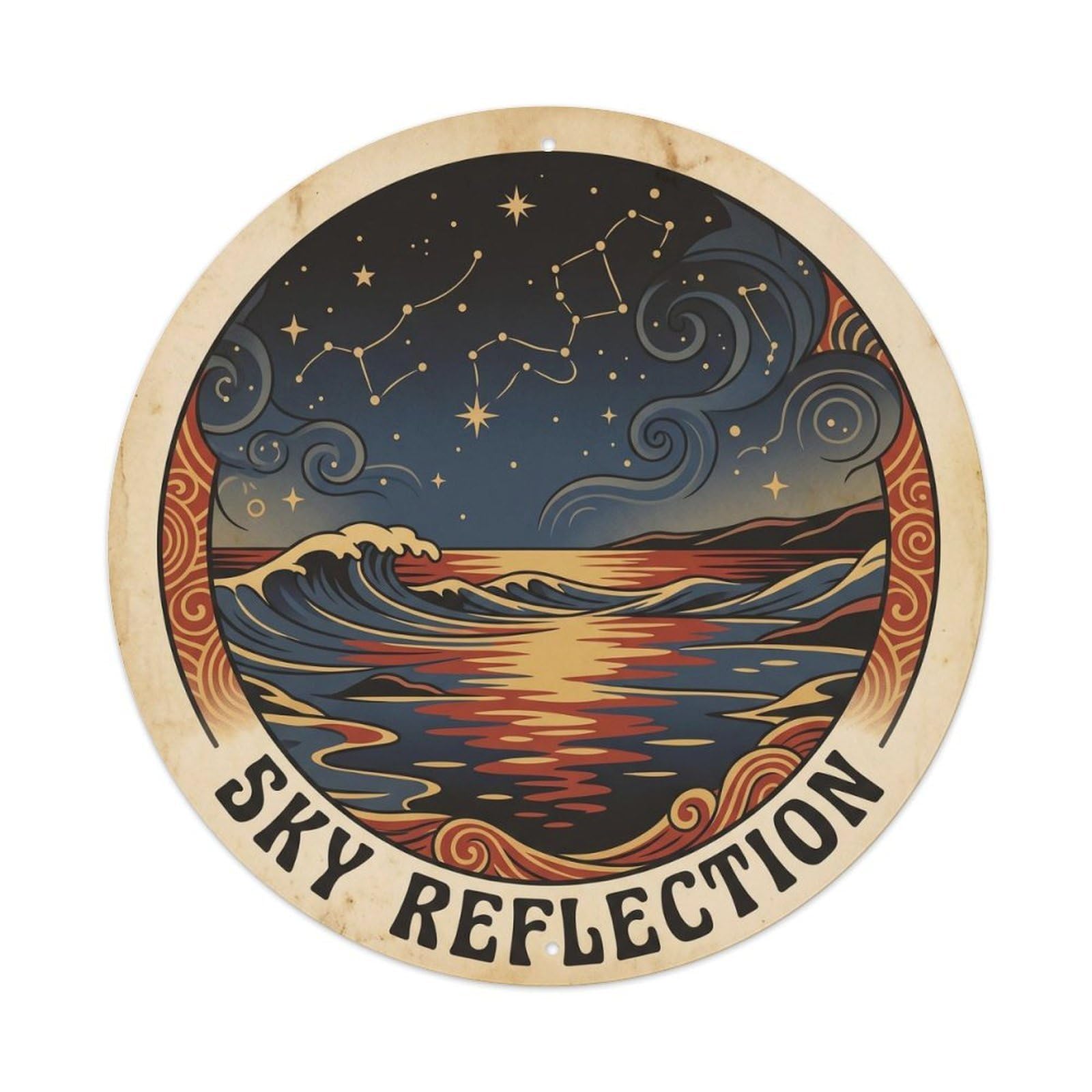 Hawaii Starry Sky Reflection Volcanic Island Metal Tin Sign