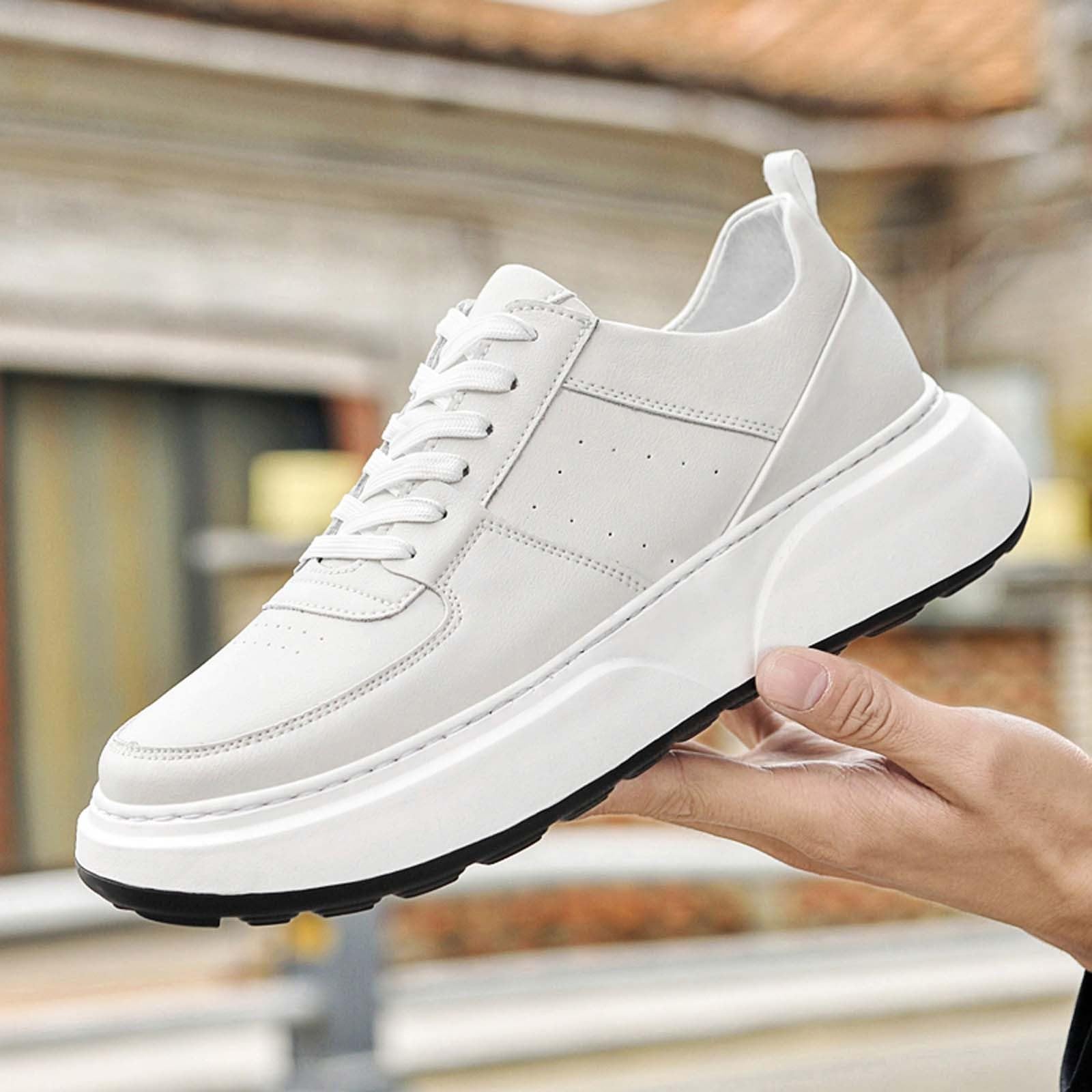 Scarpe sportive da uomo Elevator, scarpe da ascensore, suola interna da 8 cm, bianche, scarpe da uomo, per il tempo libero, comode, traspiranti, scarpe da corsa, palestra, fitness, bianco, 42