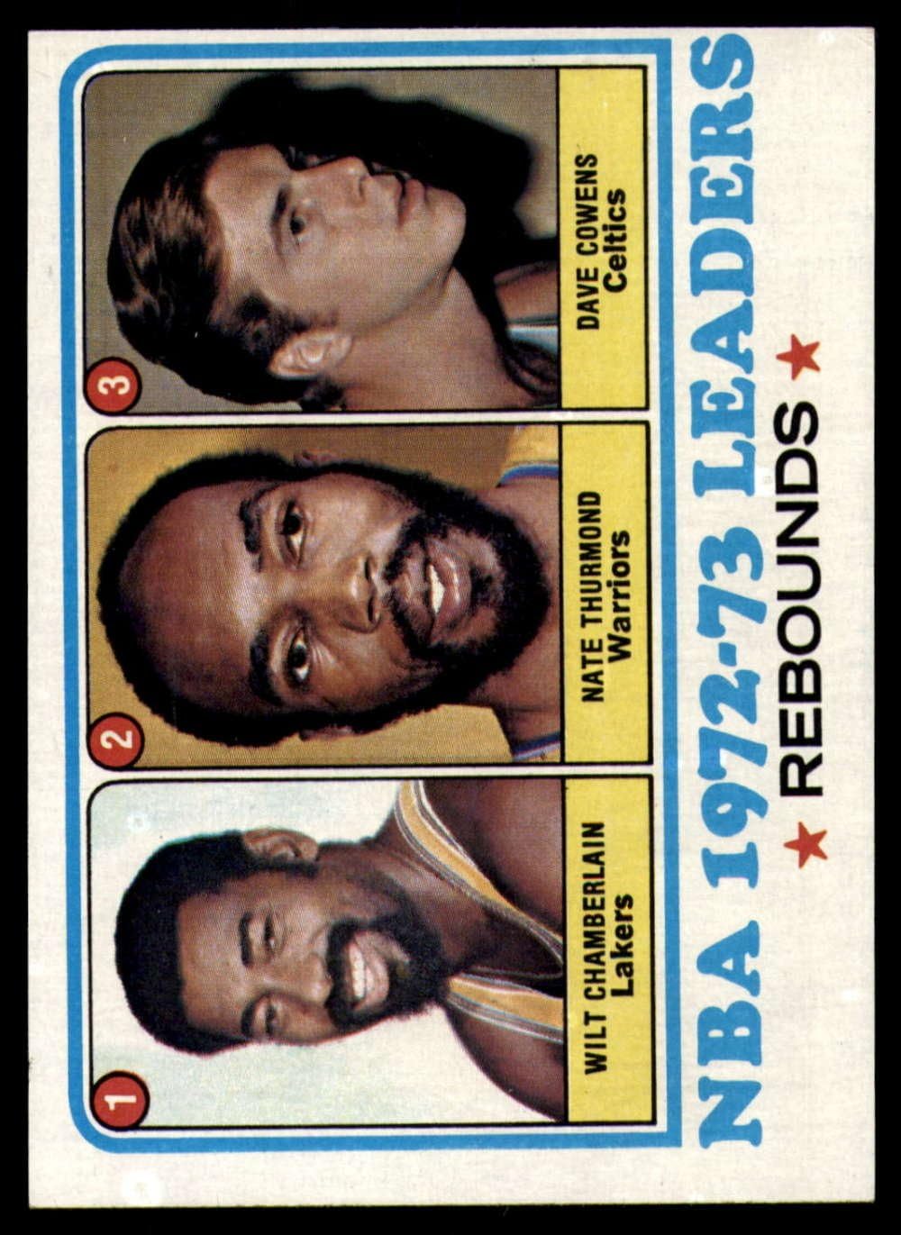 1973-74 Topps #157 Wilt Chamberlain/Nate Thurmond/Dave Cowens NM-MT Los Angeles Lakers/Golden State Warriors/Boston Celtics Basketball