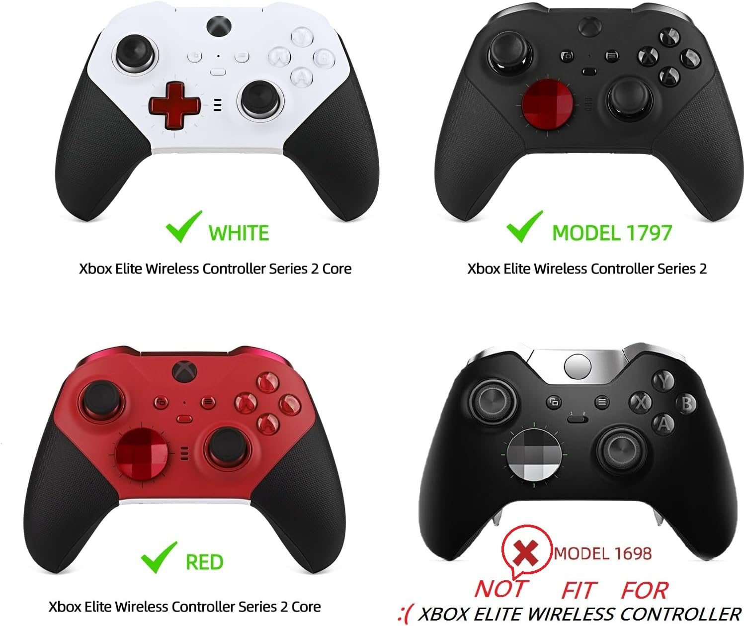 13 in 1 Metal Thumbsticks for Xbox One Elite Series 2, Elite Series 2 Controller Accessory Parts, Gaming Accessory Replacement, Metal Mod 6 Swap Joystick, 4 Paddles, 2 D-Pads, 1 Tool (Plating Red) - Image 5