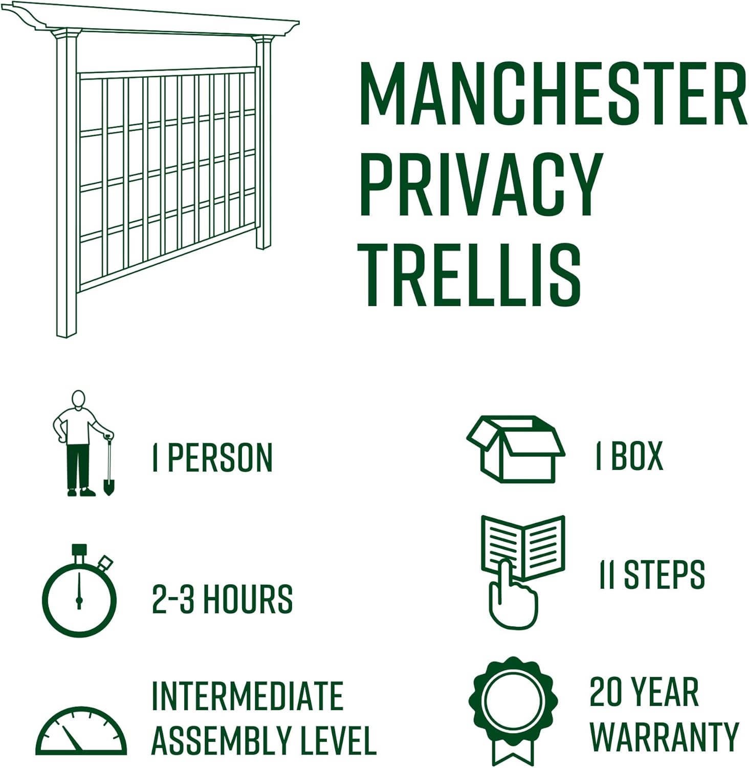 Vita Manchester White Vinyl Trellis – 60" x 82" PVC Lattice Privacy Screen for Climbing Plants & Vines, BPA & Phthalate-Free, Durable Outdoor Garden Décor, Easy Installation, Weather-Resistant