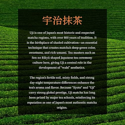 Miniatura 9 de JEAU CHAU Uji Matcha en polvo prémium de Kioto, Japón (3.5 onzas3.53 oz. 50 porciones por bolsa) Sabor de calidad ceremonial verde vívido para café