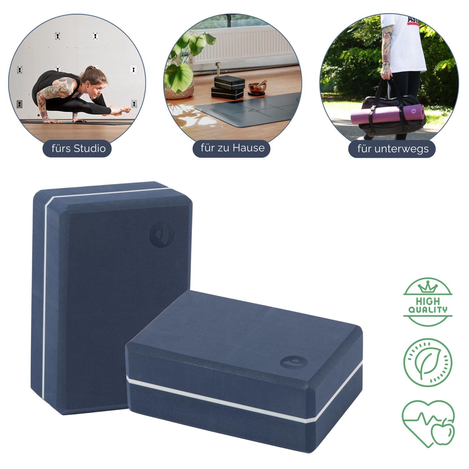 Bodhi ASANA Brick | Yogablock aus EVA Schaumstoff | Hilfsmittel für Anfänger & Fortgeschrittene | Trainingszubehör für Yoga, Pilates & Meditation | Praktisches Equipment für Iyengar Yoga