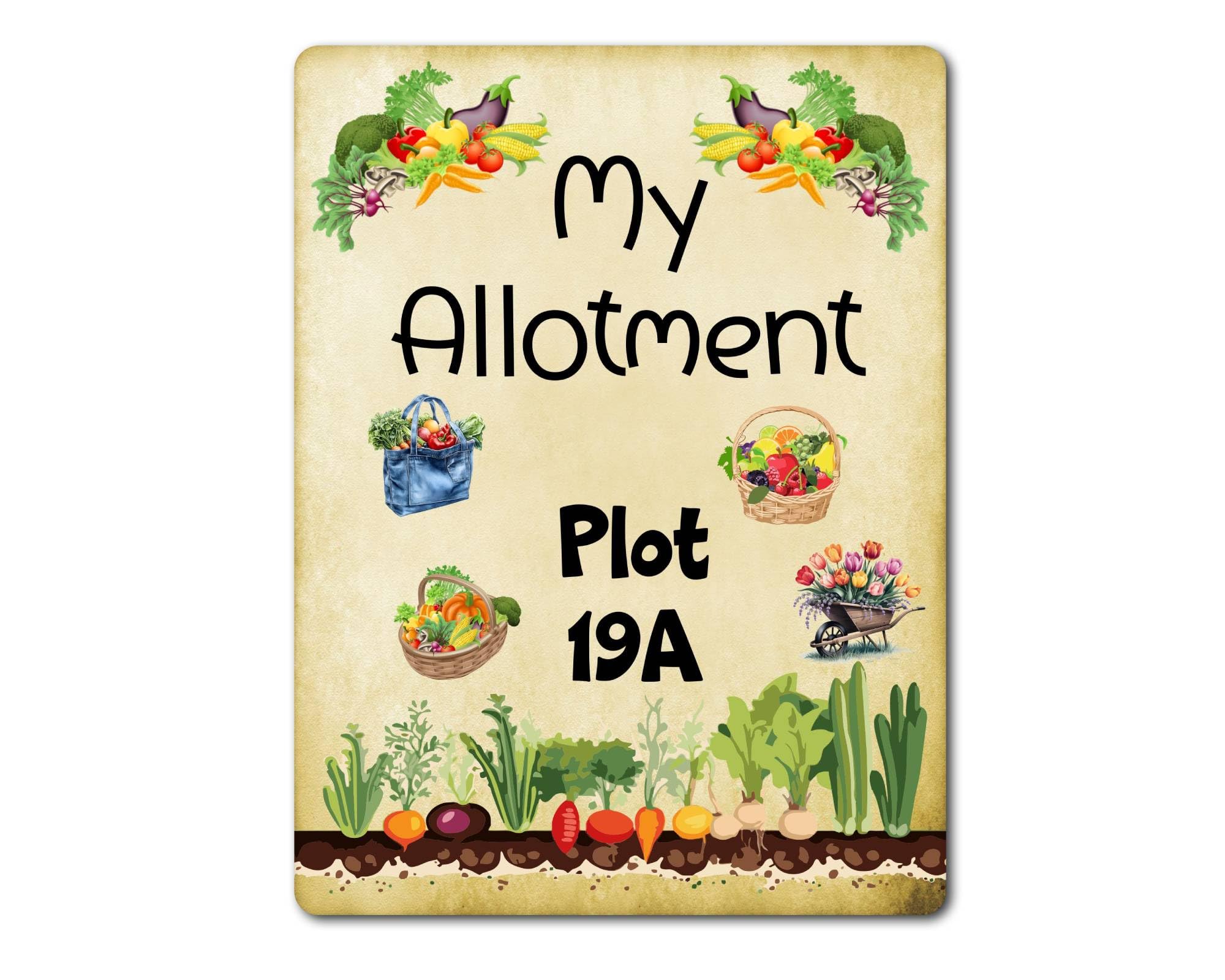 Personalised Allotment Metal Sign Gift – My Allotment Any Plot Number – Family Cute Fun Novelty Aluminium Present