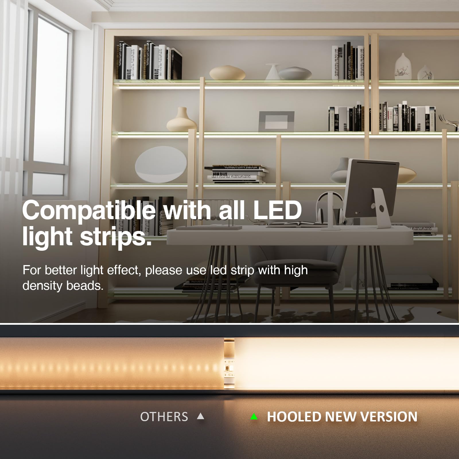 10 profili in vetro a LED in alluminio, 2 m (20 m), per strisce LED da 5 mm, profilo a LED, con profilo trasparente, 2000 x 10,9 x 11,2 mm