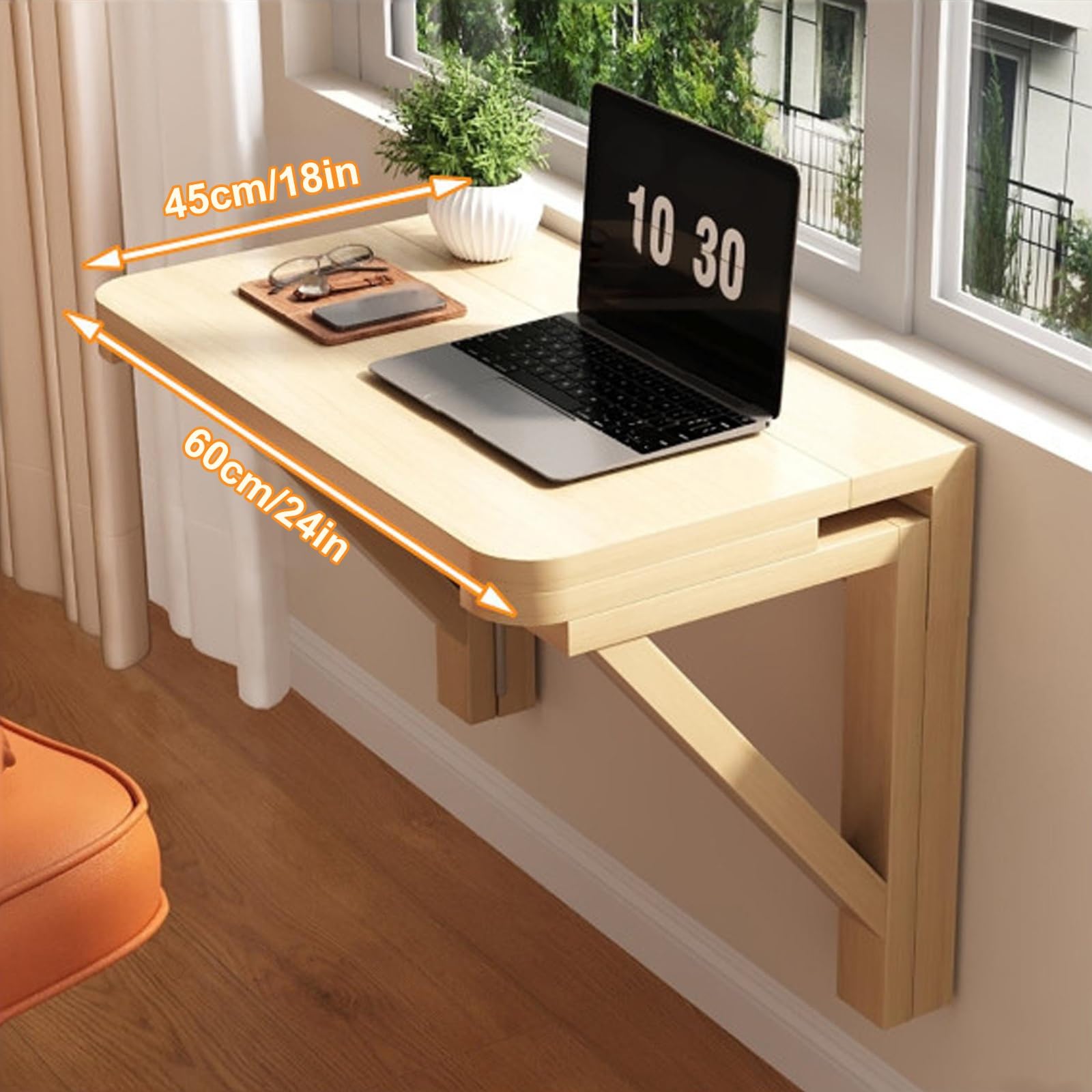 Klapptisch Wand aus Massivholz, Wandklapptisch für Kleine Räume, Wandtisch Esszimmer für Arbeitszimmer, Küche, Wohnmobil, Tragkraft: 50kg(60 * 45cm/24 * 18in)