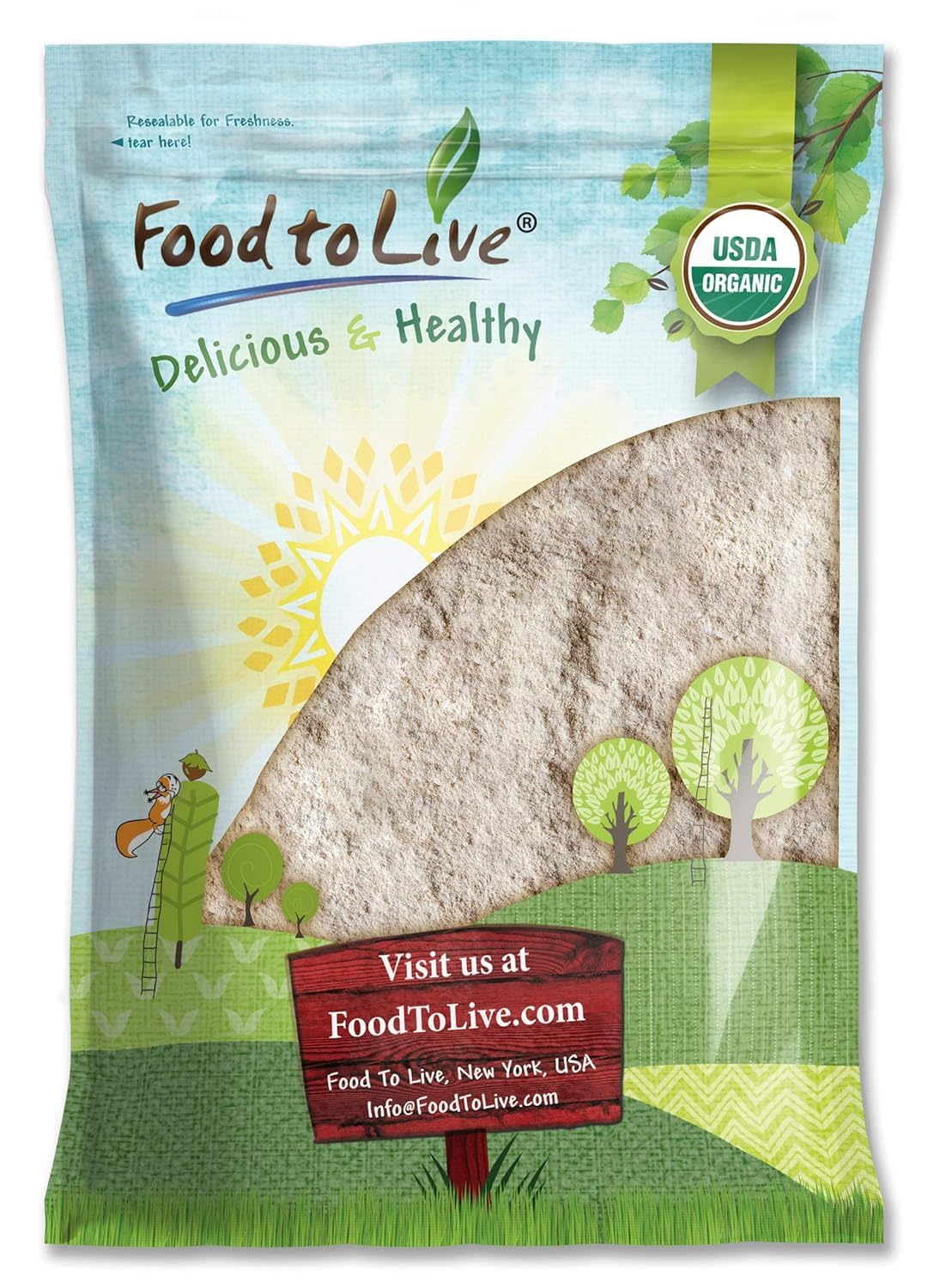 Food to Live Organic Barley Flour, 5 Pounds – Non-GMO, Stone Ground from Whole Hulled Barley, Fine, Kosher, Vegan, Bulk. Rich in Fiber. Perfect for
