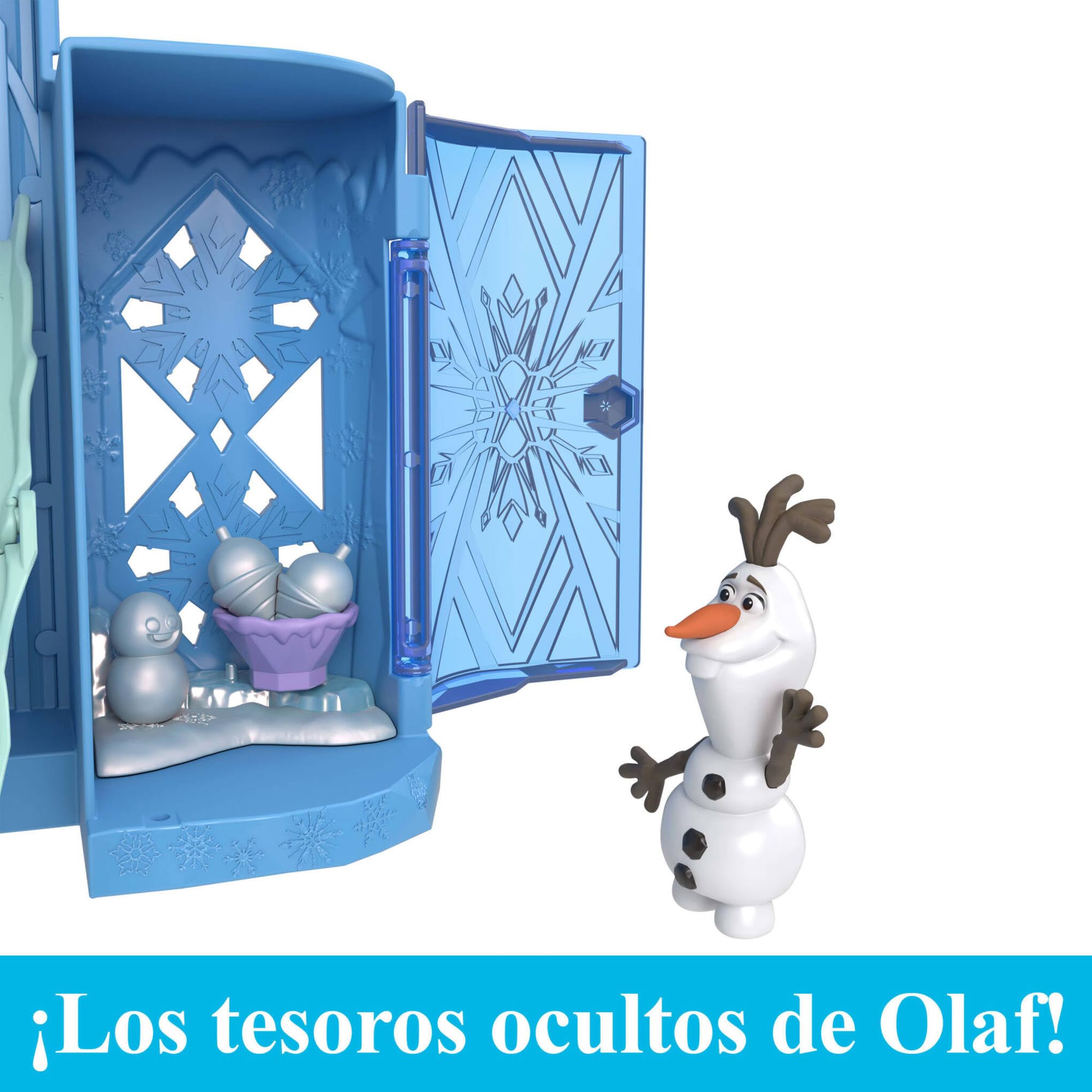 Disney Frozen, Castillo de Elsa, Conjunto apilable de casa de muñecas con muñeca pequeña y ocho piezas, juguetes inspirados en las películas Frozen de Disney, JDP63