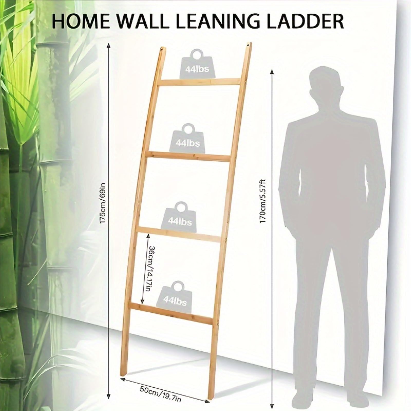 Wolnostojący Wieszak na Ręczniki, Wieszak Na Ubrania Z Drabinką Bambusową Do Łazienki I Sypialni Stabilny, łazienka