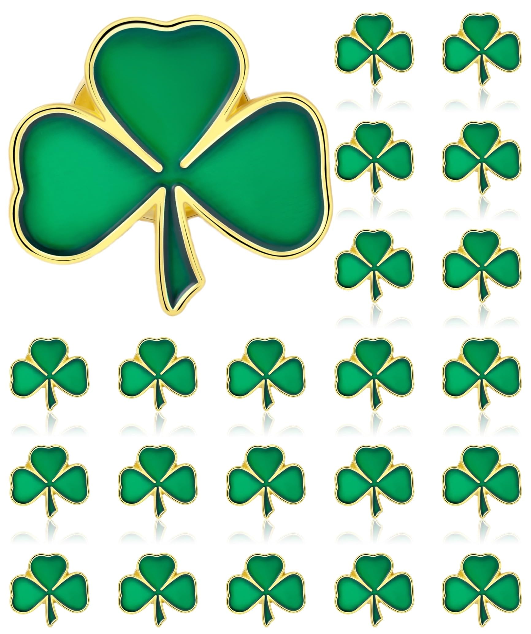 DISCAO 25/50/100/200/300 piezas pequeñas de metal esmaltado verde trébol pin tres hojas trébol broche broche broche para mujeres hombres ropa mochila sombrero irlandés festivales tradicionales