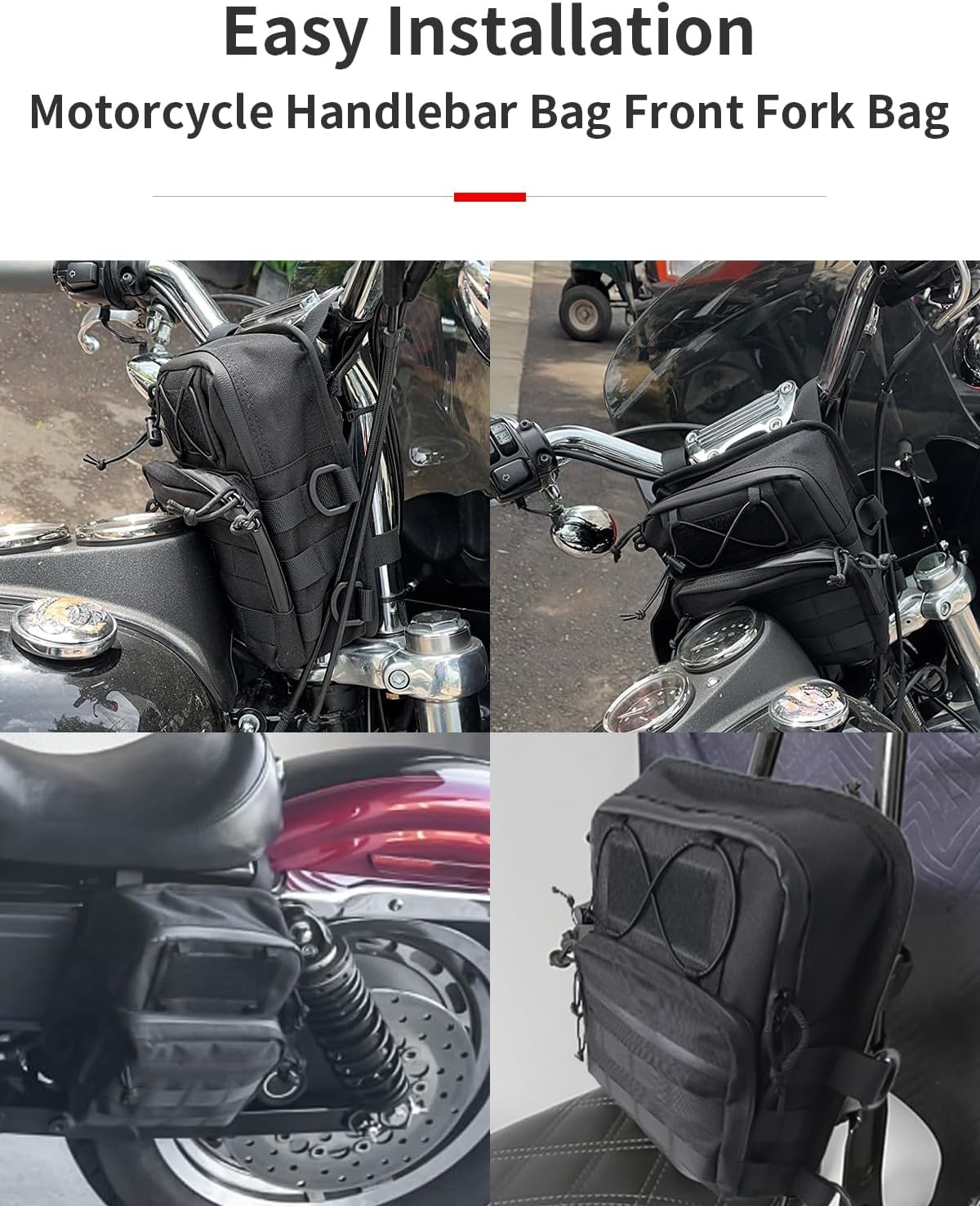 Motorcycle Bags, Bike Handlebar Bag E-Bike Tool Bags Saddlebags for Bicycle Waterproof Tool Storage Bag for Harley Sportster, Electric Bicycles, Road Mountain Bike, Riding Travel