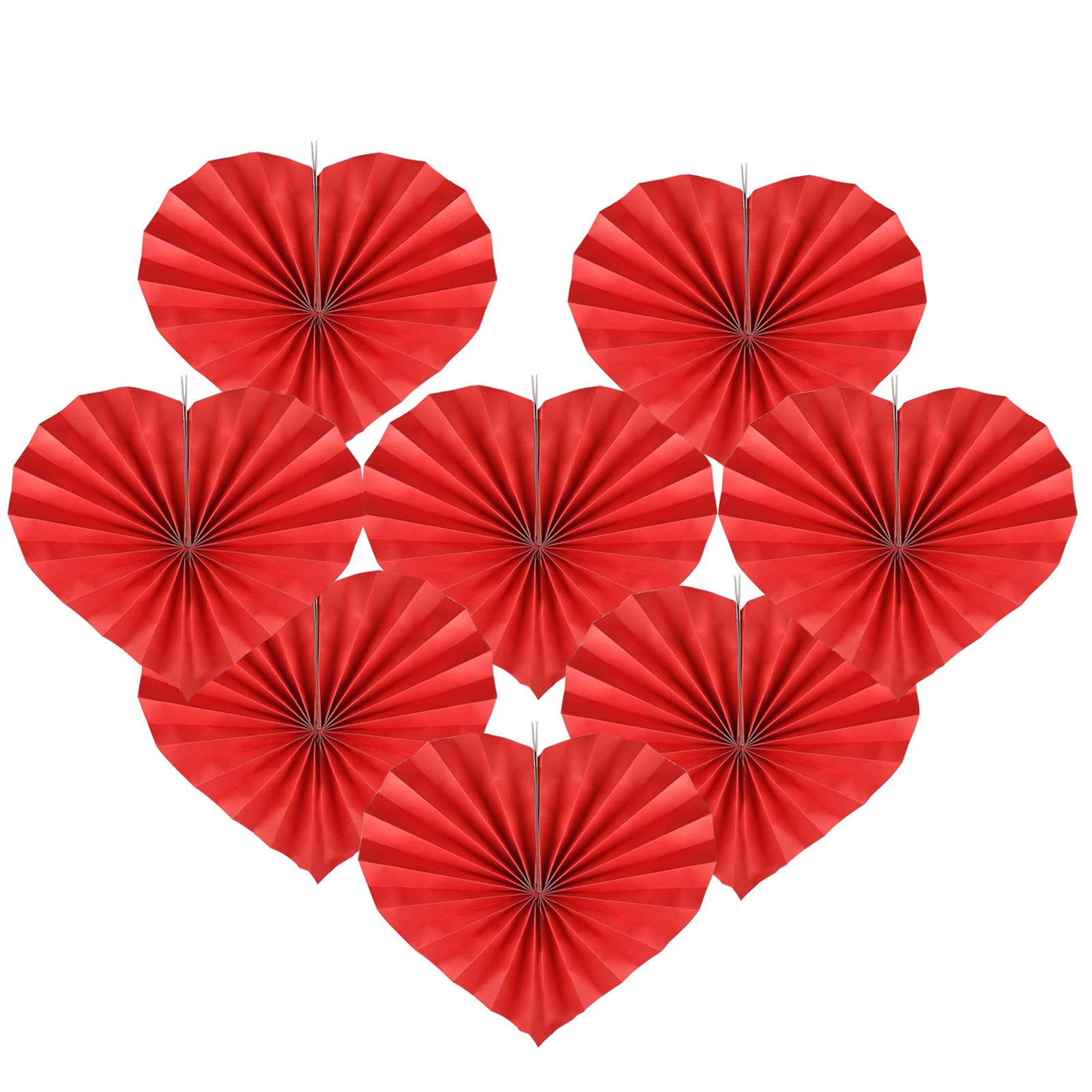 Tsophreniq 8pcs Love Heart Shaped Paper for Wedding and Anniversary Decorative Folding Fan Valentines Day Party Supplies Party Supplies