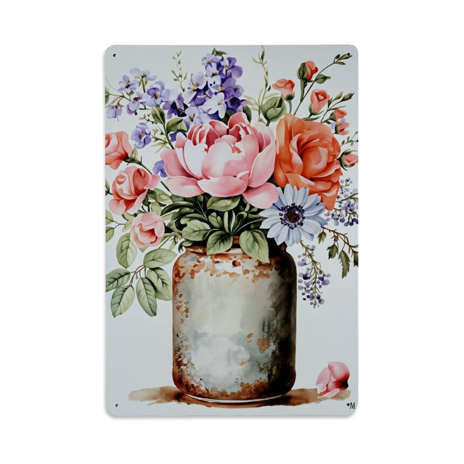 Enderetf Vintage Floral Arrangement In Rustic Jar Tin Sign Metal Poster, Home Bar Garage Man Cave Cafe Indoor & Outdoor Wall Decoration 8X12inches