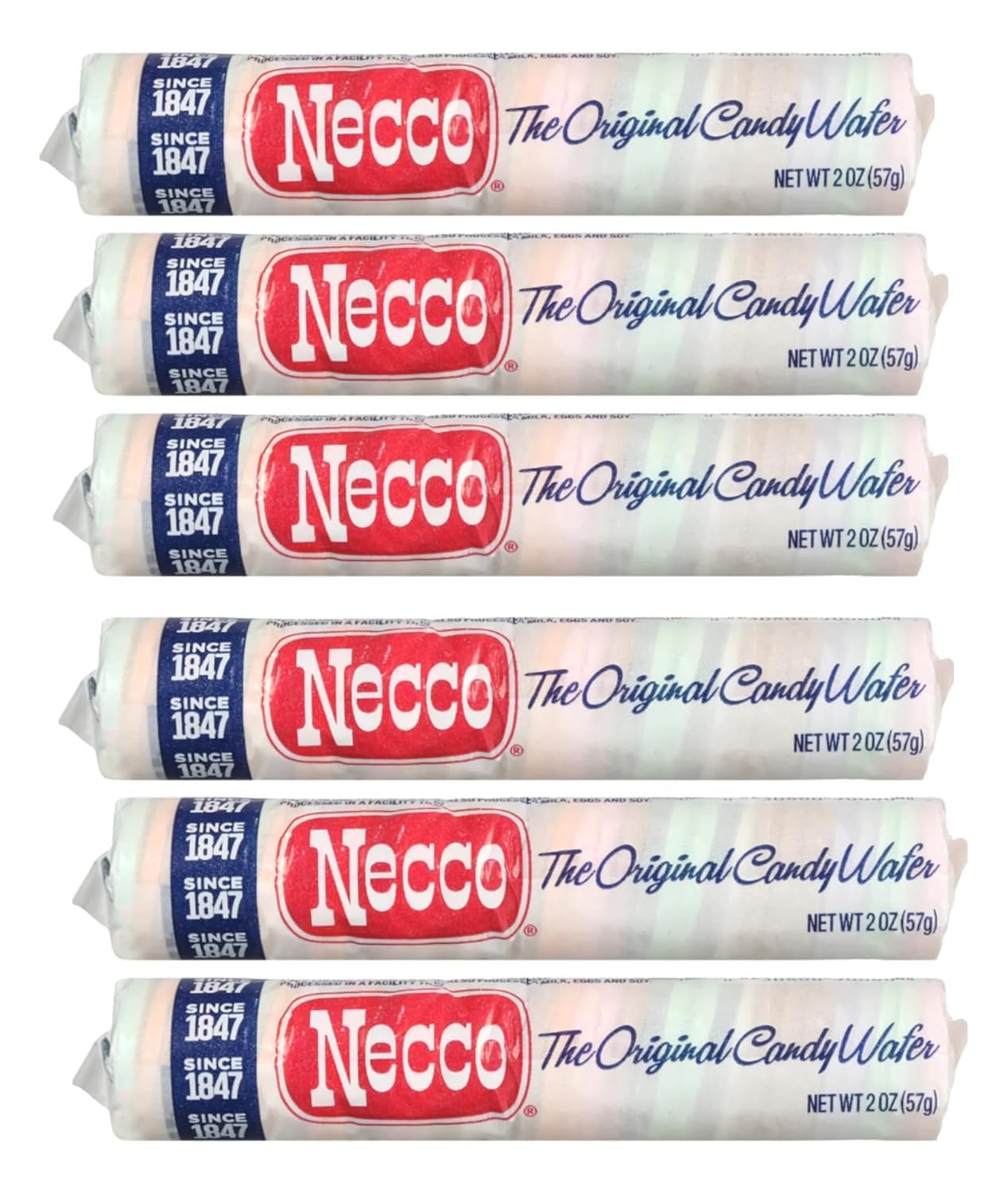 Necco Wafers Original Flavored Hard Candy Rolls - Bundle Packs (2 Ounce (Pack Of 6), Original)