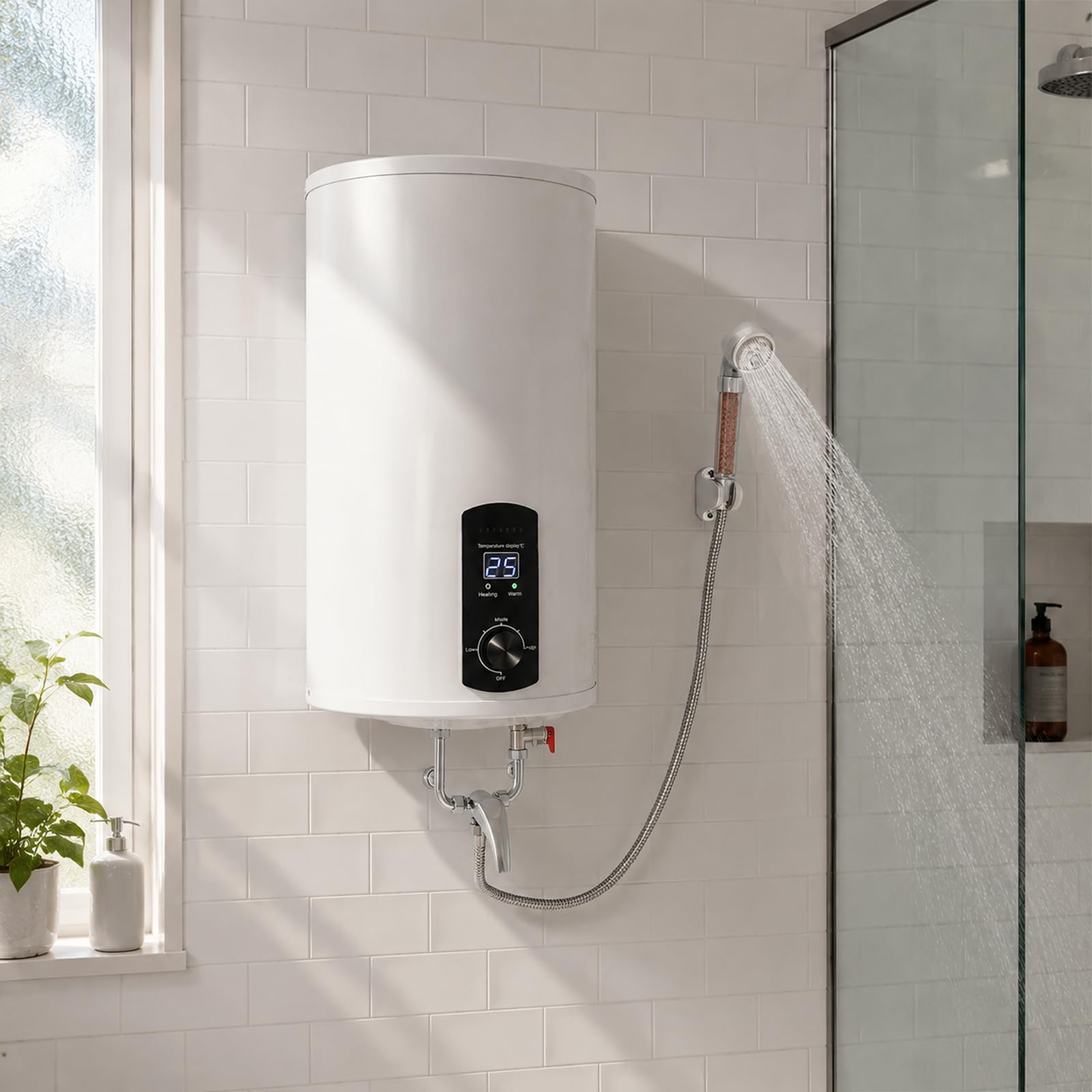 Scaldabagno Elettrico 2000W - LED Montaggio a Parete Bianco