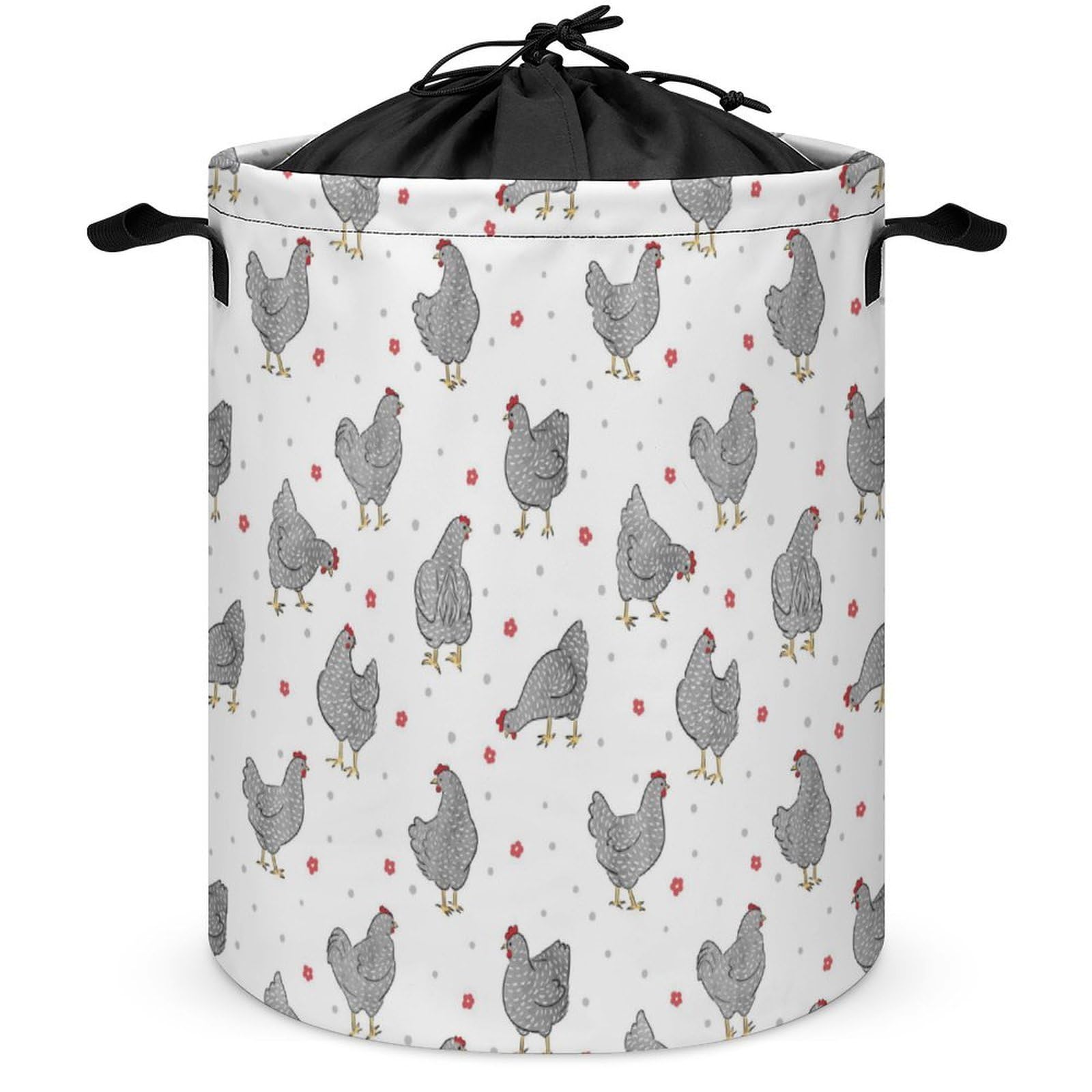 Qjjinxior Drawstring Laundry Hamper, Cute Chicken Laundry Basket, Washing Basket with Handle