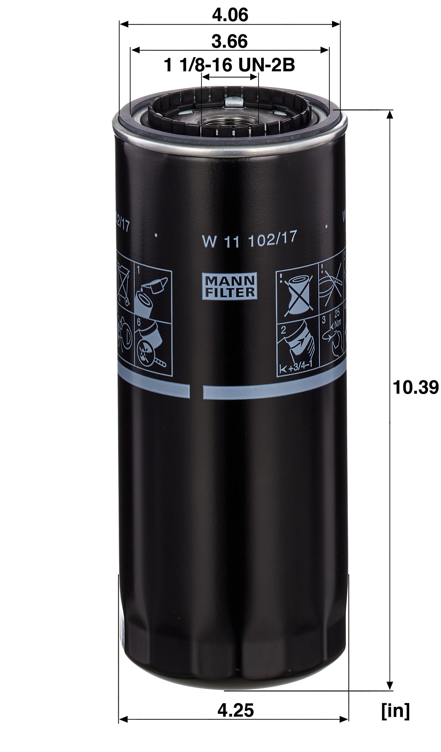 MANN-FILTER W 11 102/17 Filtro de aceite - para Aplicaciones fuera de autopista