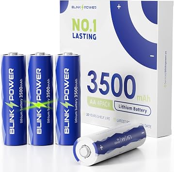 BlinkspowerTM Lithium Batteries AA 4 Pack, 3500mAh NO.1 Lasting 1.5V Double A Lithium Battery Non-Rechargeable