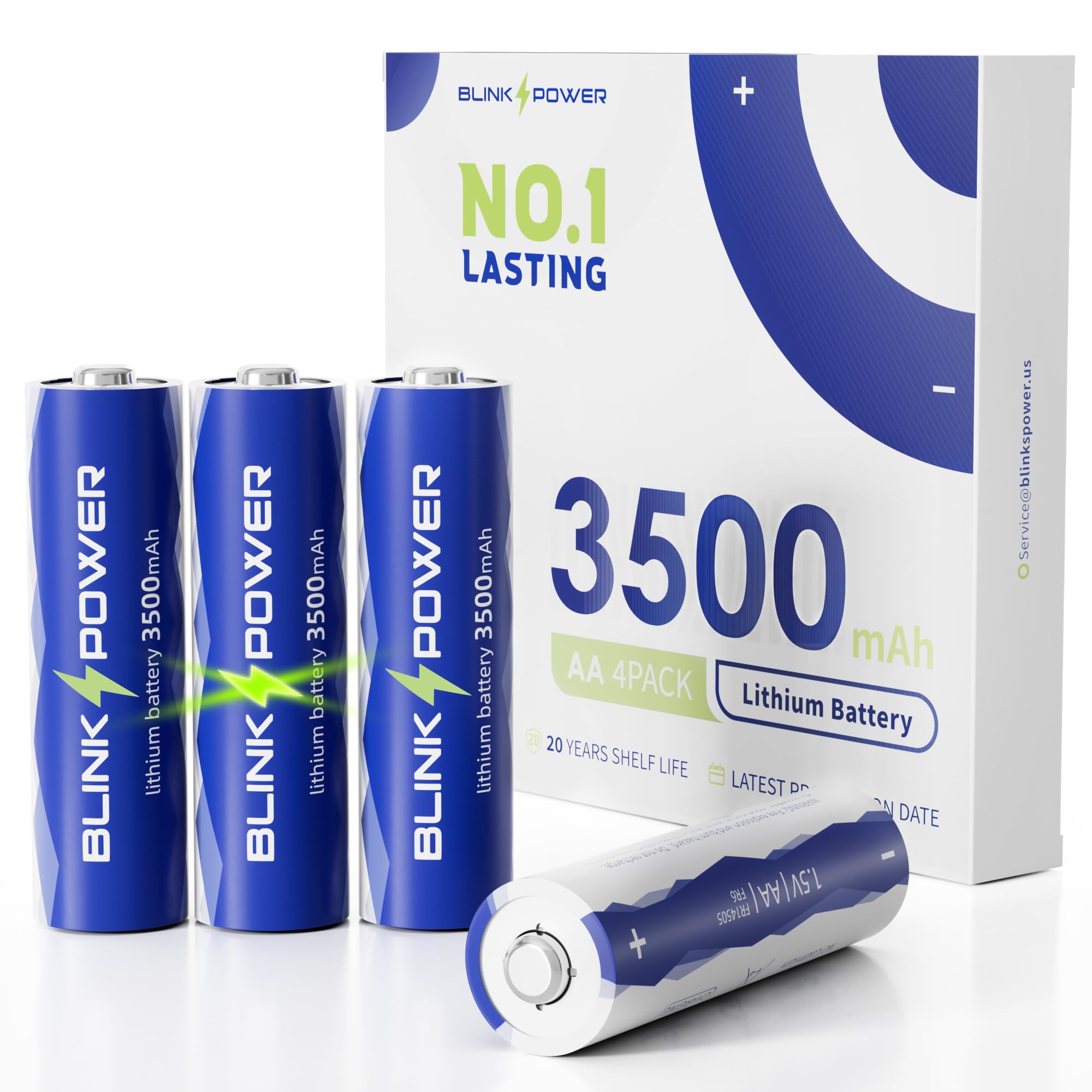 Blinkspower™ Lithium Batteries AA 4 Pack, 3500mAh NO.1 Lasting 1.5V Double A Lithium Battery 【Non-Rechargeable】