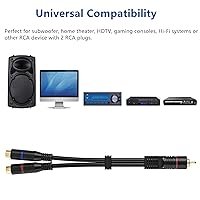 Vista 6 de Divisor RCA, paquete de 2 cables RCA macho a RCA hembra dual RCA hembra, adaptador estéreo a mono, cable de audio chapado en oro de 8 pulgadas