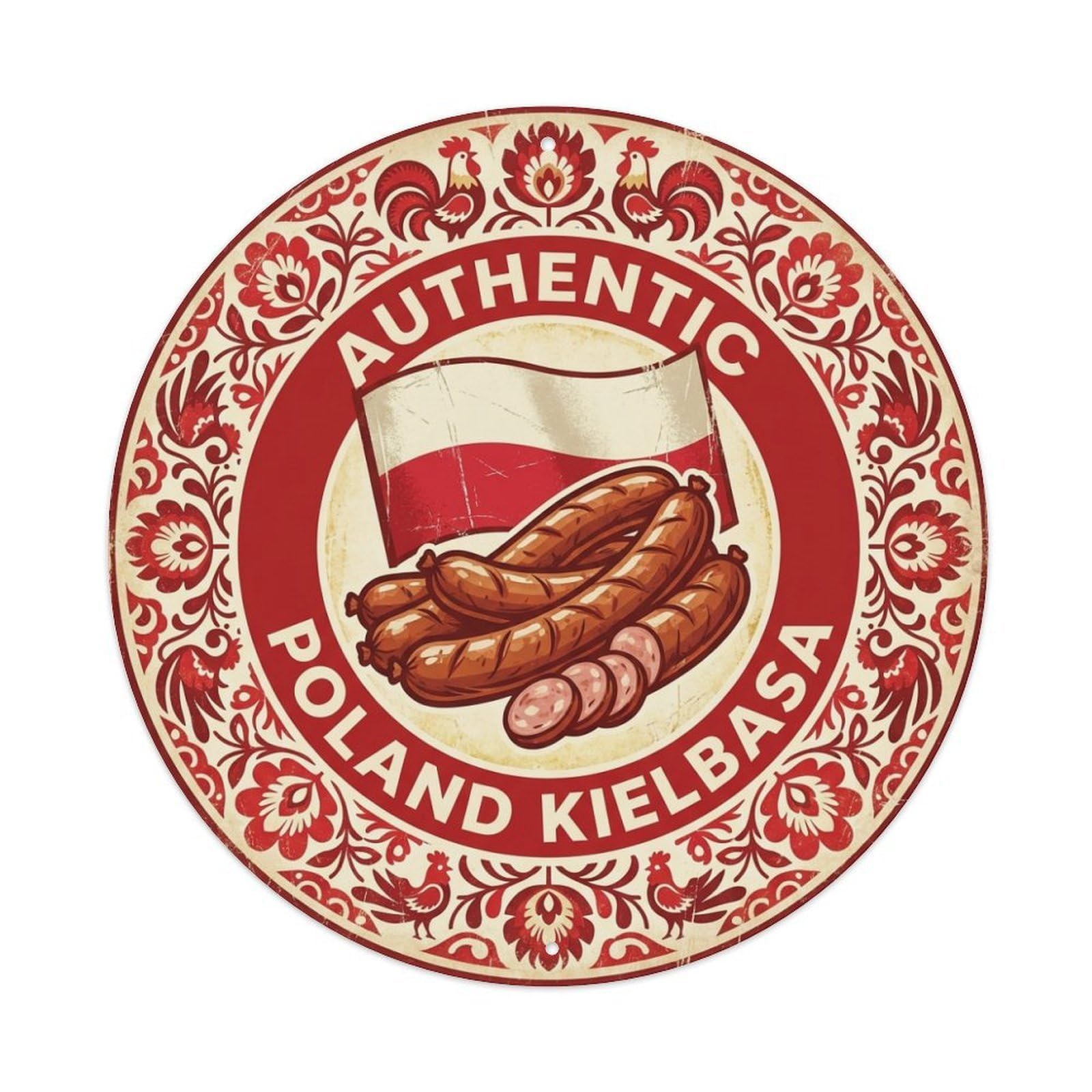 Poland Travel Sausage Meat Dish Regional Cuisine Metal Tin Sign