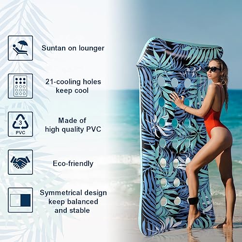 Miniatura 2 de Raft Pool Float Lounge - Adult Size, Inflatable Pool Float with Headrest, Ultra-Comfort Cooling