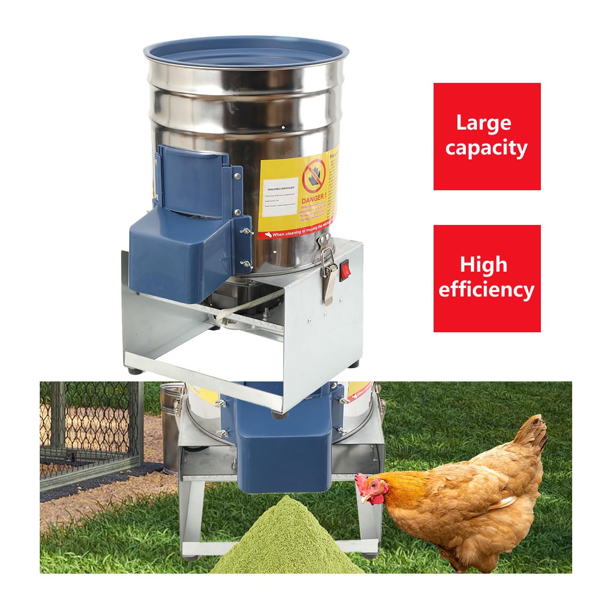 550W 220V Gemüseschneider Futterhäcksler Grünfutterschneider Edelstahl | 30L kapazität 400kg/h Grasschneider Grashalmeschneider Melonenschneider, Hühner- und Entenzucht