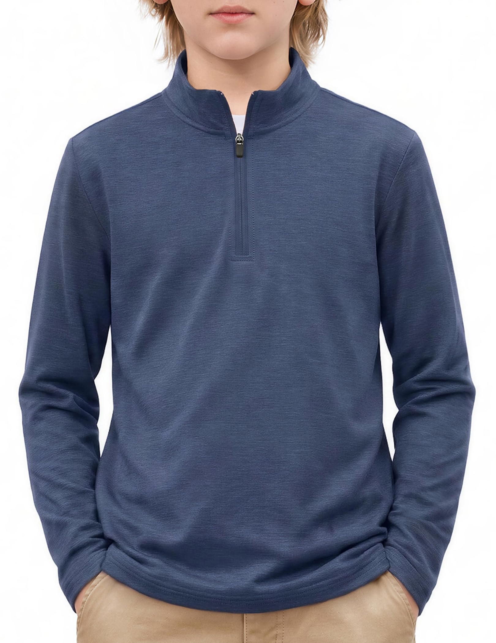 Arshiner Boy's Quarter Zip Pullover Lightweight Mock Neck Active Tops