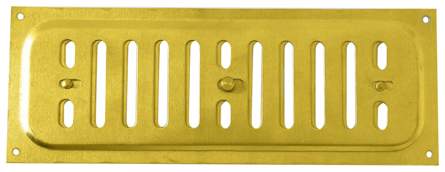 Merriway BH00349 9 x 3 inch Adjustable Sliding Hit and Miss Air Vent Grille (Overall Vent Size: 240 x 90mm), Gold Effect Aluminium