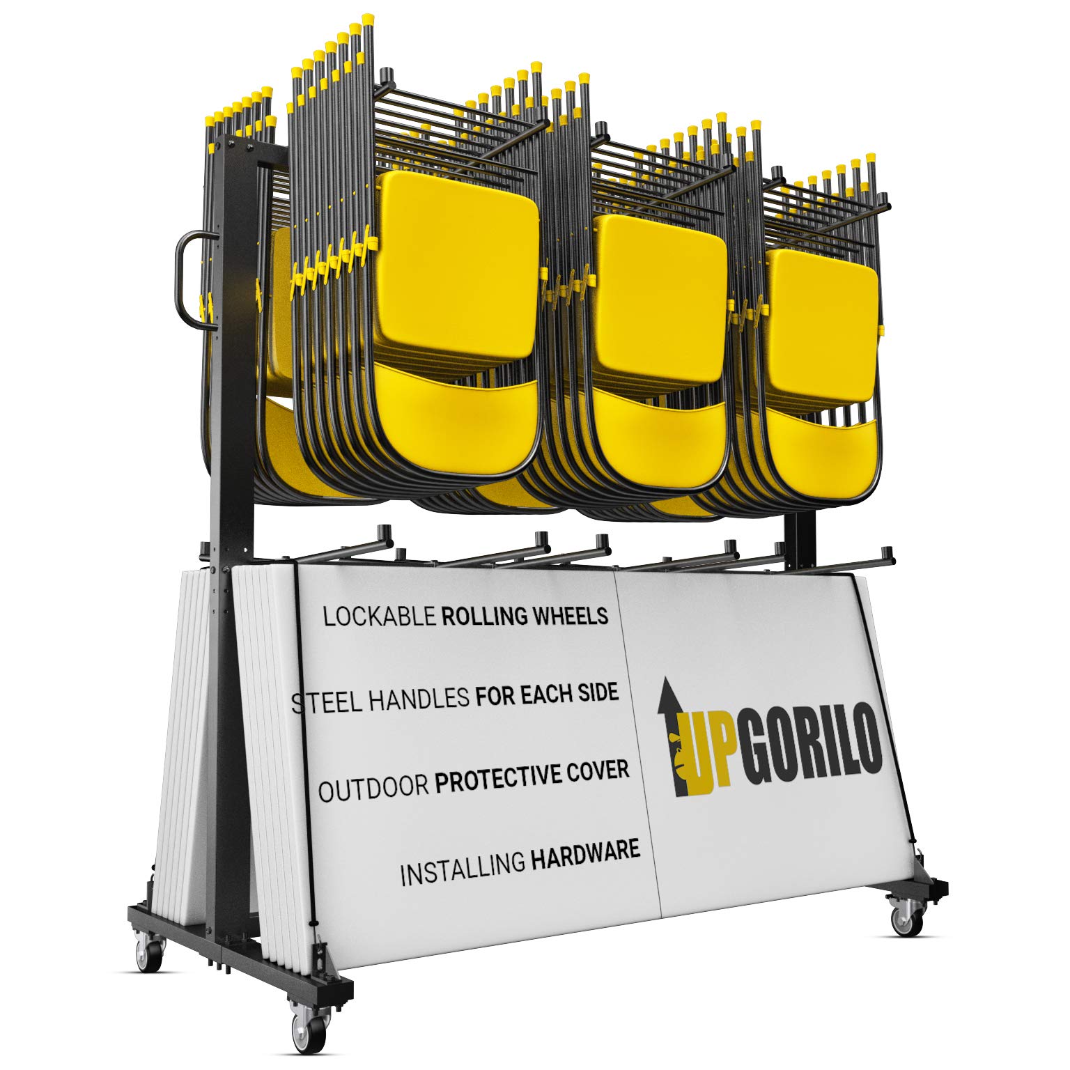 UPGORILO Folding Table and Chairs Cart Innovative Mobile Chair Dolly