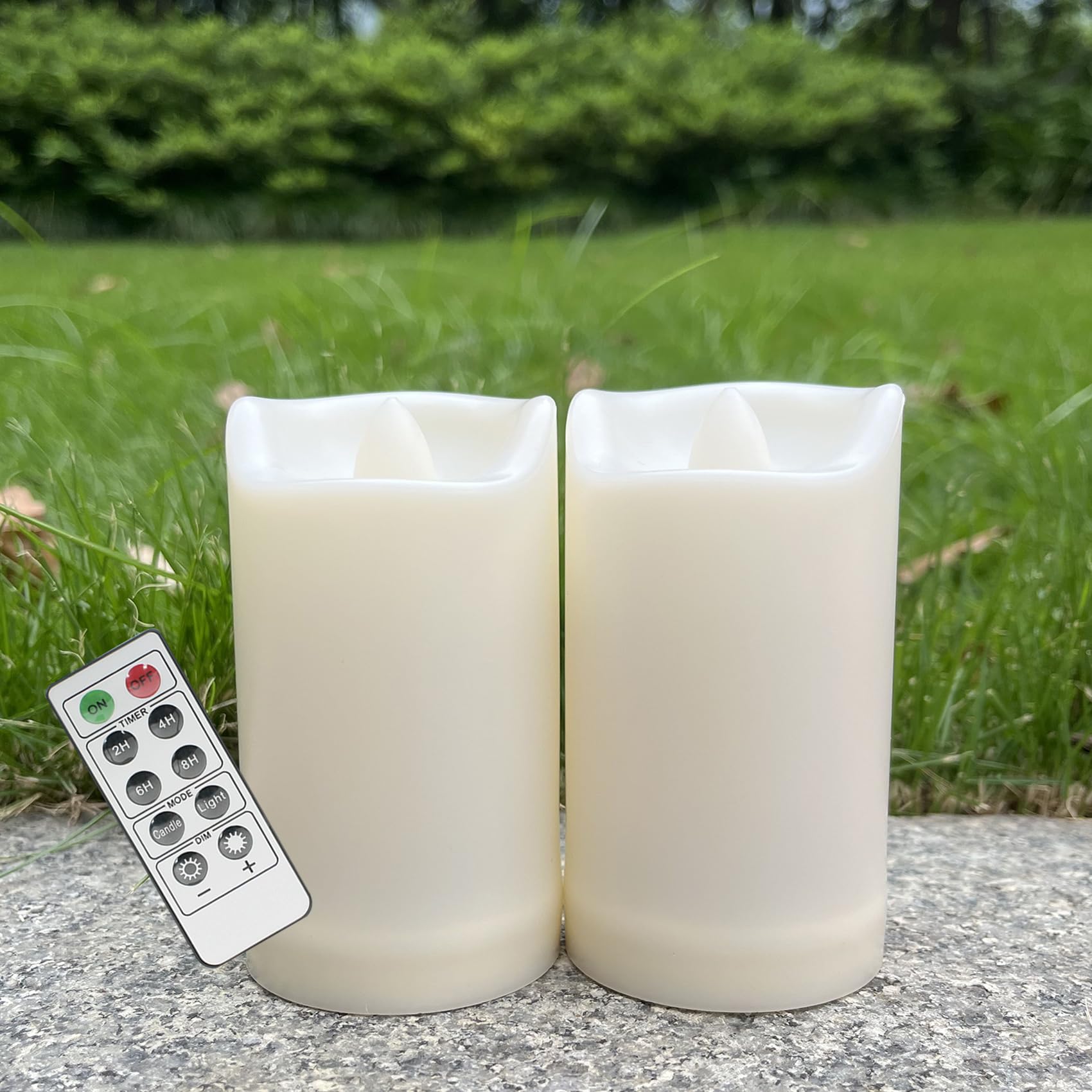 EZiGarden 2 Pack LED Flameless Candles Battery Operated Outdoor LED LightFake Flickering Waterproof Candles for Home Decorations Garden Decor Wedding Party Christmas Party