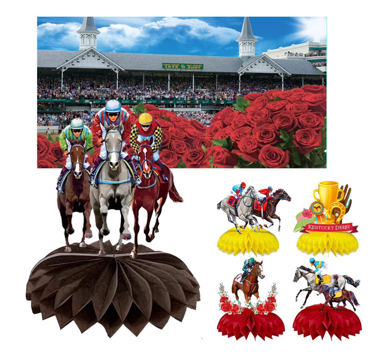 Derby Party Decorations - 9 PCS Horse Racing Honeycomb Centerpieces, 5.9"x6", Table Decor For Kentucky Derby Party - View #11