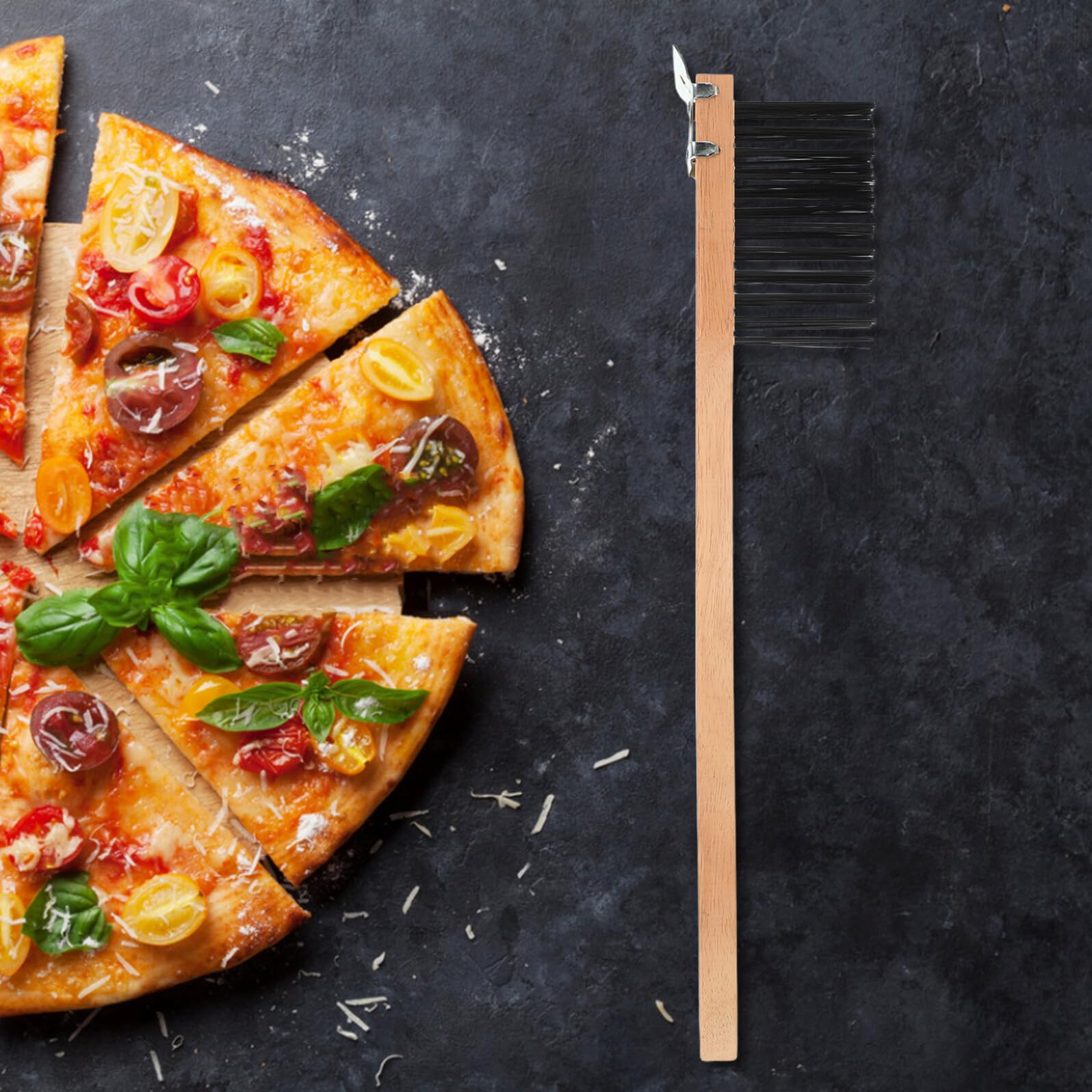 Cepillo para Limpiar Hornos y Parrillas de Pizza con Mango de Madera Ergonómico Cepillo de Alambre Desmontable para Horno y Barbacoa Beige Herramienta Resistente para Limpieza