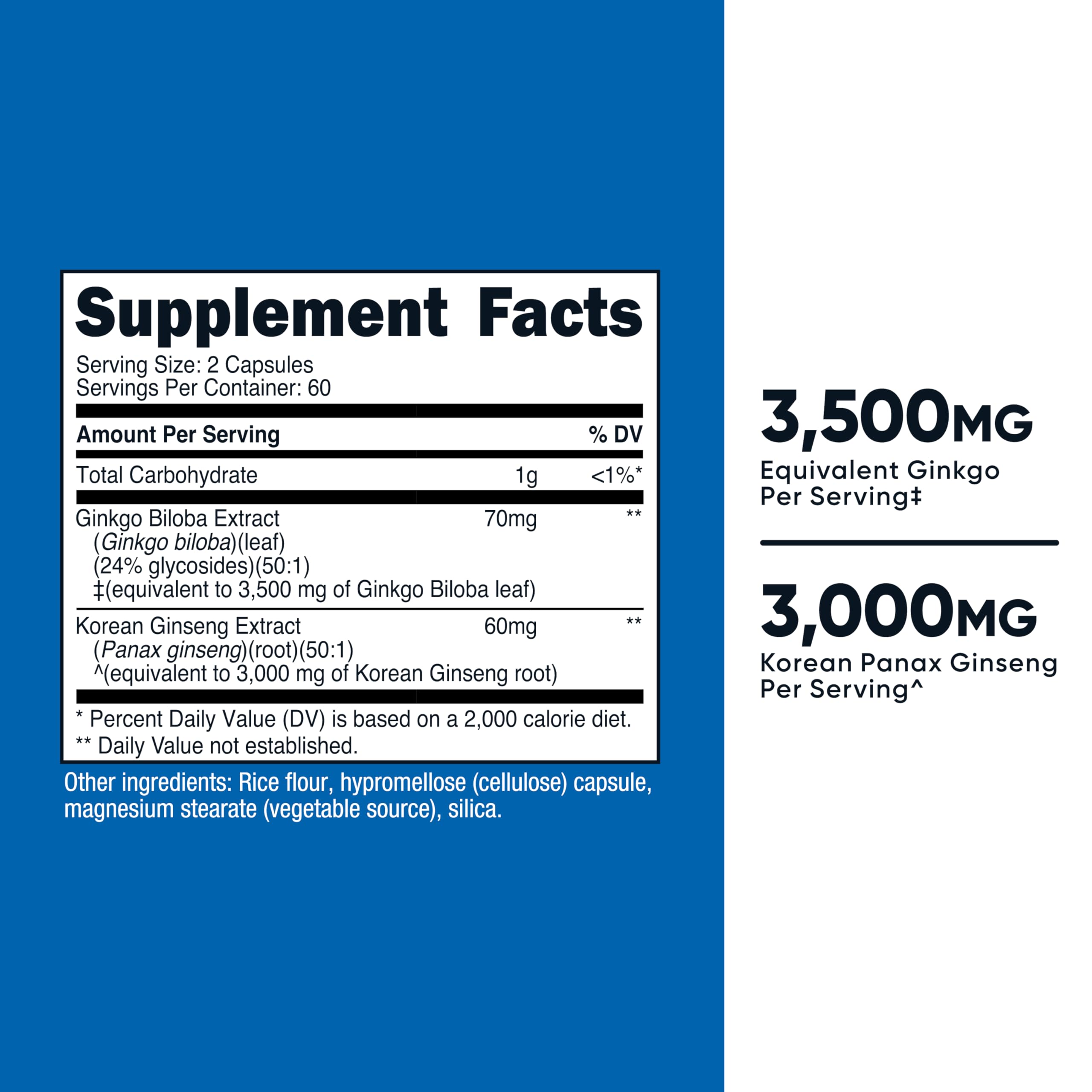 Nutricost Ginkgo + Ginseng Supplement 120 Capsules for 60 Servings — Amazon image 2