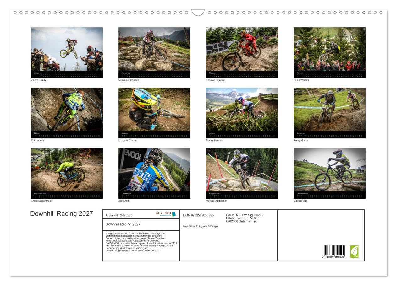 CALVENDO - Downhill Racing 2027 (Wandkalender 2027 DIN A2 quer), Monatskalender: farbig, actionreich, spannend, querformat