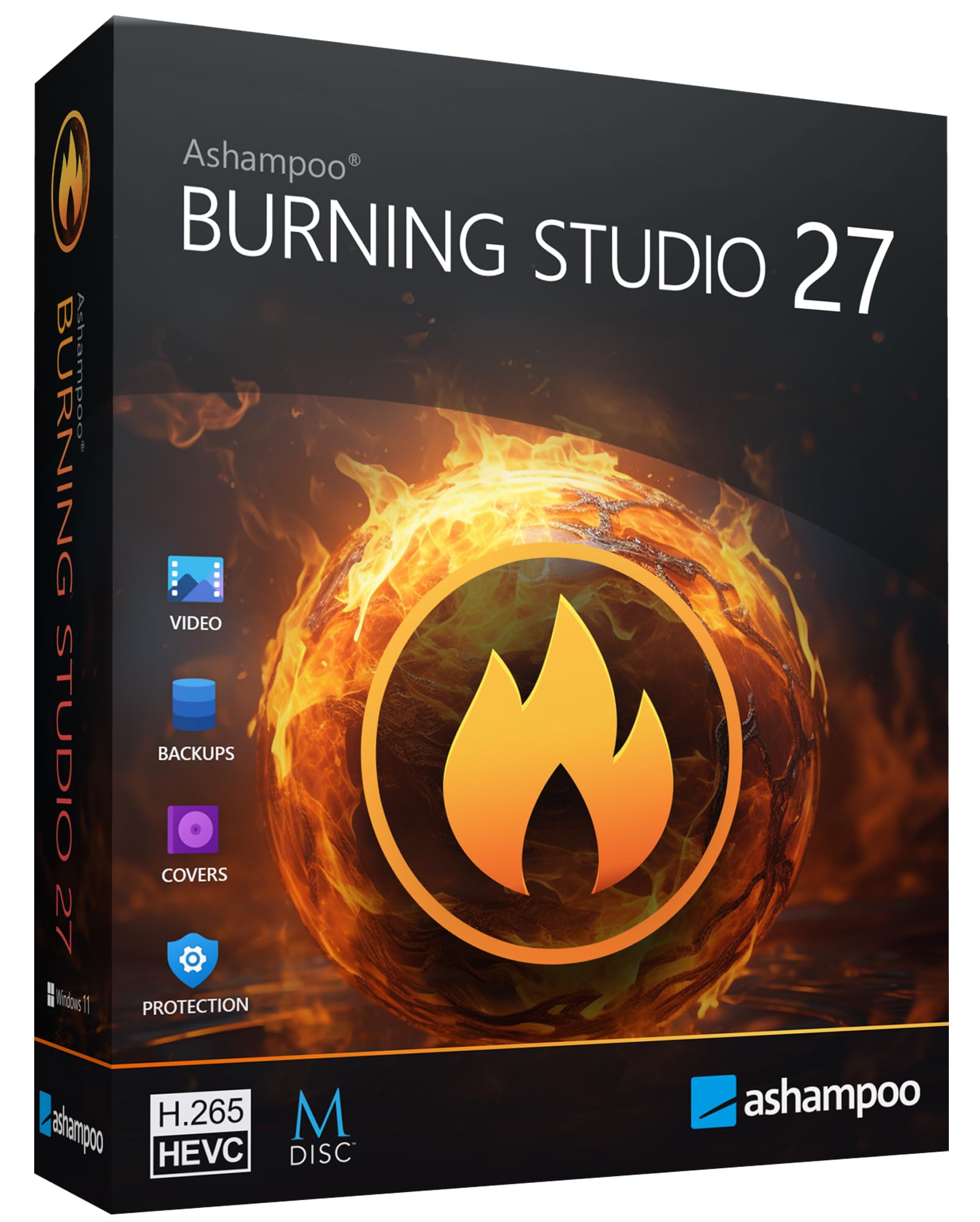 Burning Studio 27 - Professionelles Brennprogramm für CD, DVD & Blu-ray, Kopieren, Musik-Ripping (AAC/WAV), 4K H.265 Video, 1.800+ Autoradio-Profile, Datensicherung mit Kratzerschutz für Windows 11/10